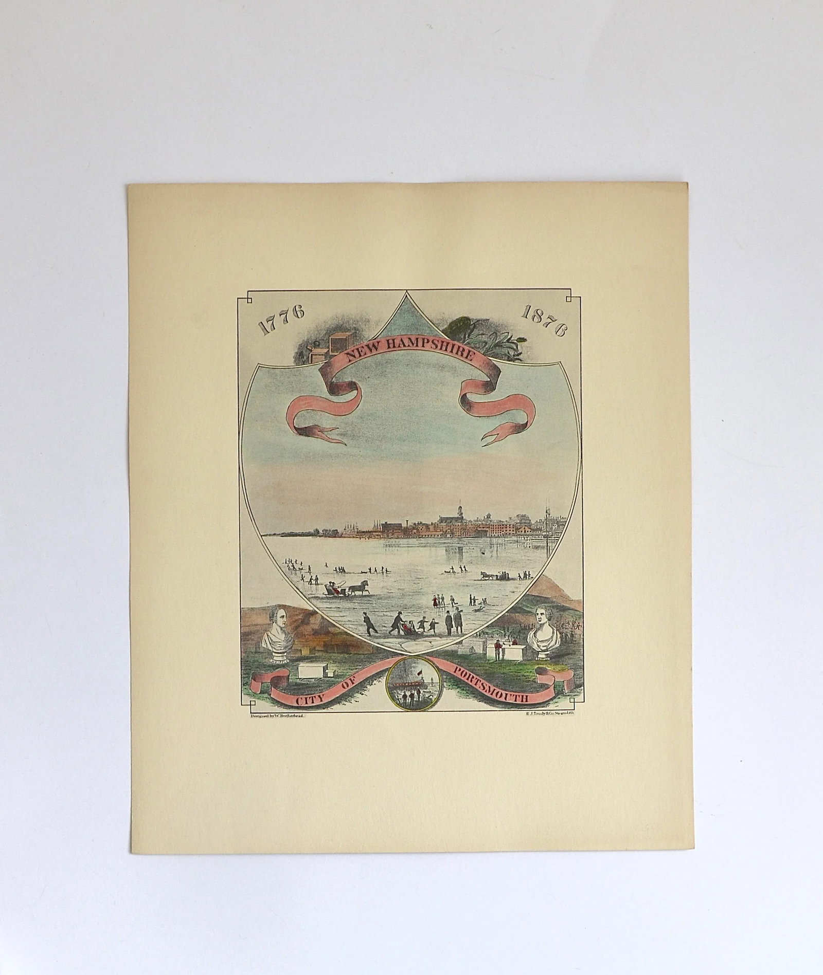 Antique Hand-Tinted Crests of the 13 Original American Colonies - 5