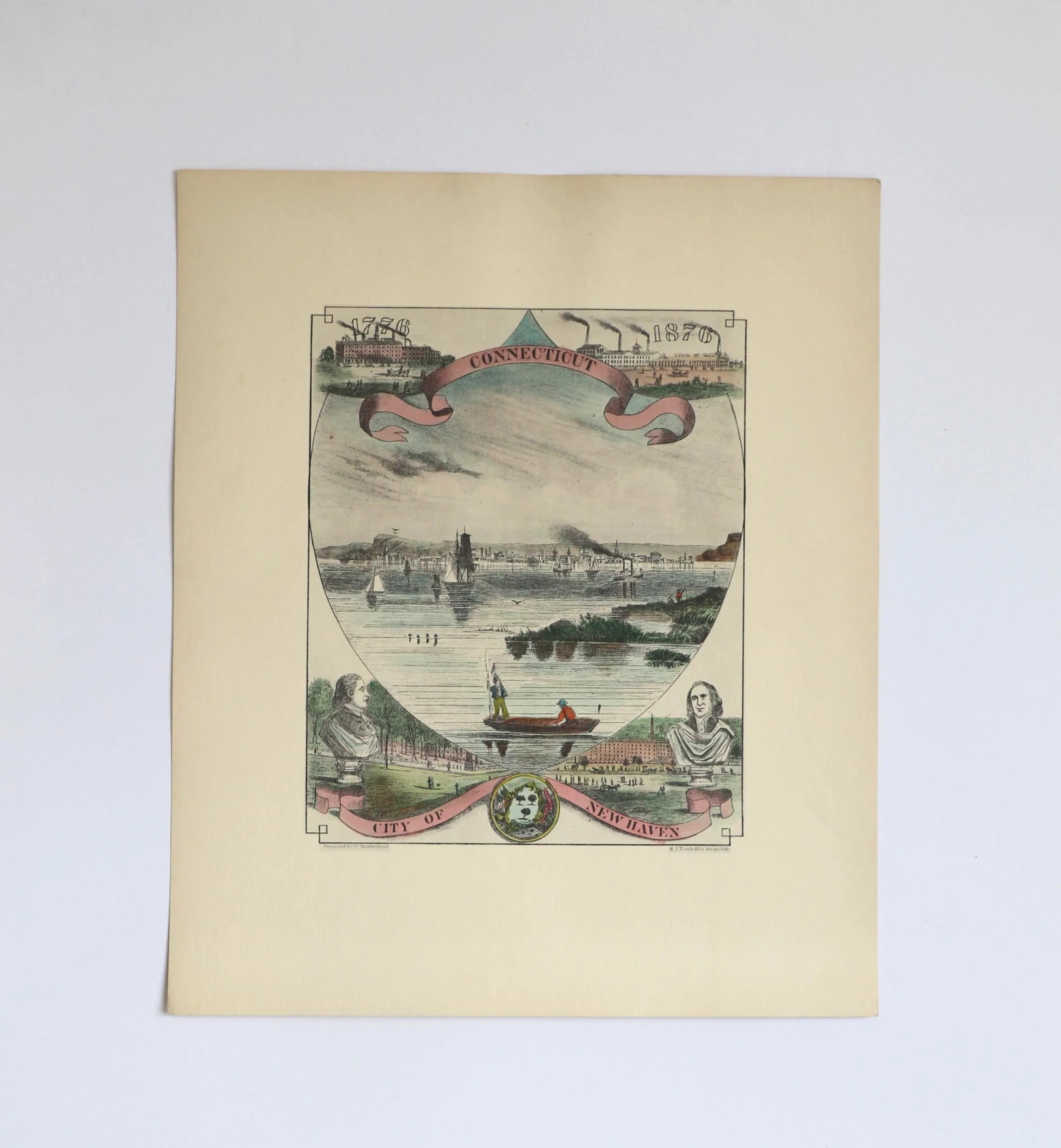 Antique Hand-Tinted Crests of the 13 Original American Colonies - 8