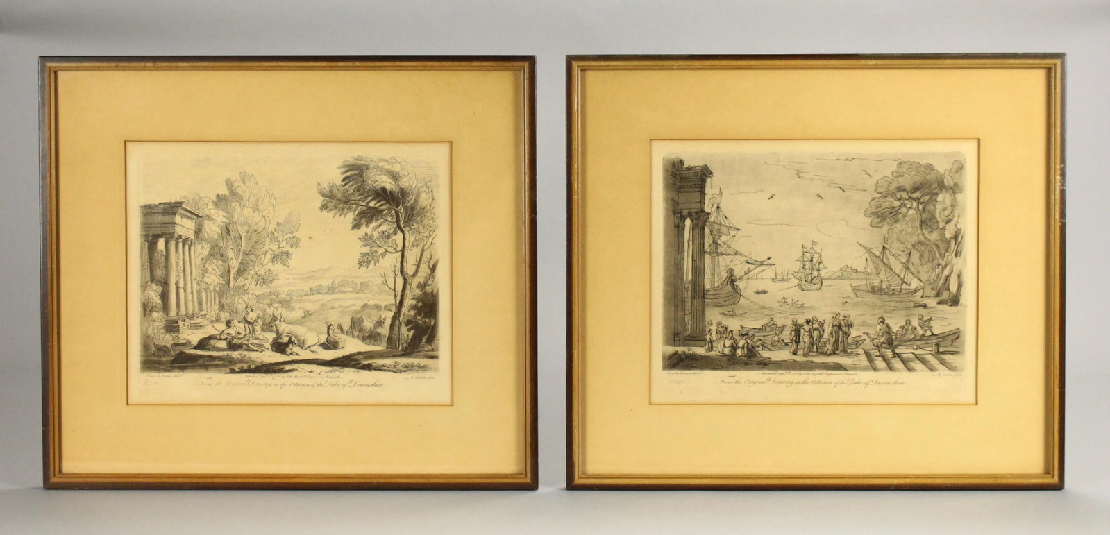 1775-76 Richard Earlom Pair of Mezzotints "Liber Veratis" by Claude Lorrain - 13