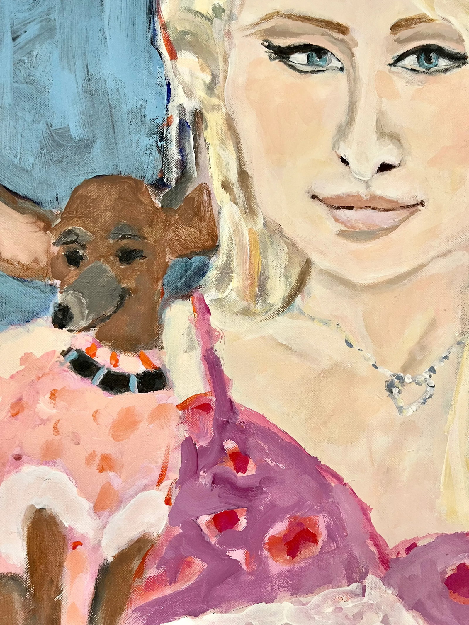 "Paris Hilton" Contemporary Original Expressionist Acrylic Pop Culture Portrait Painting by Sandy We - 3
