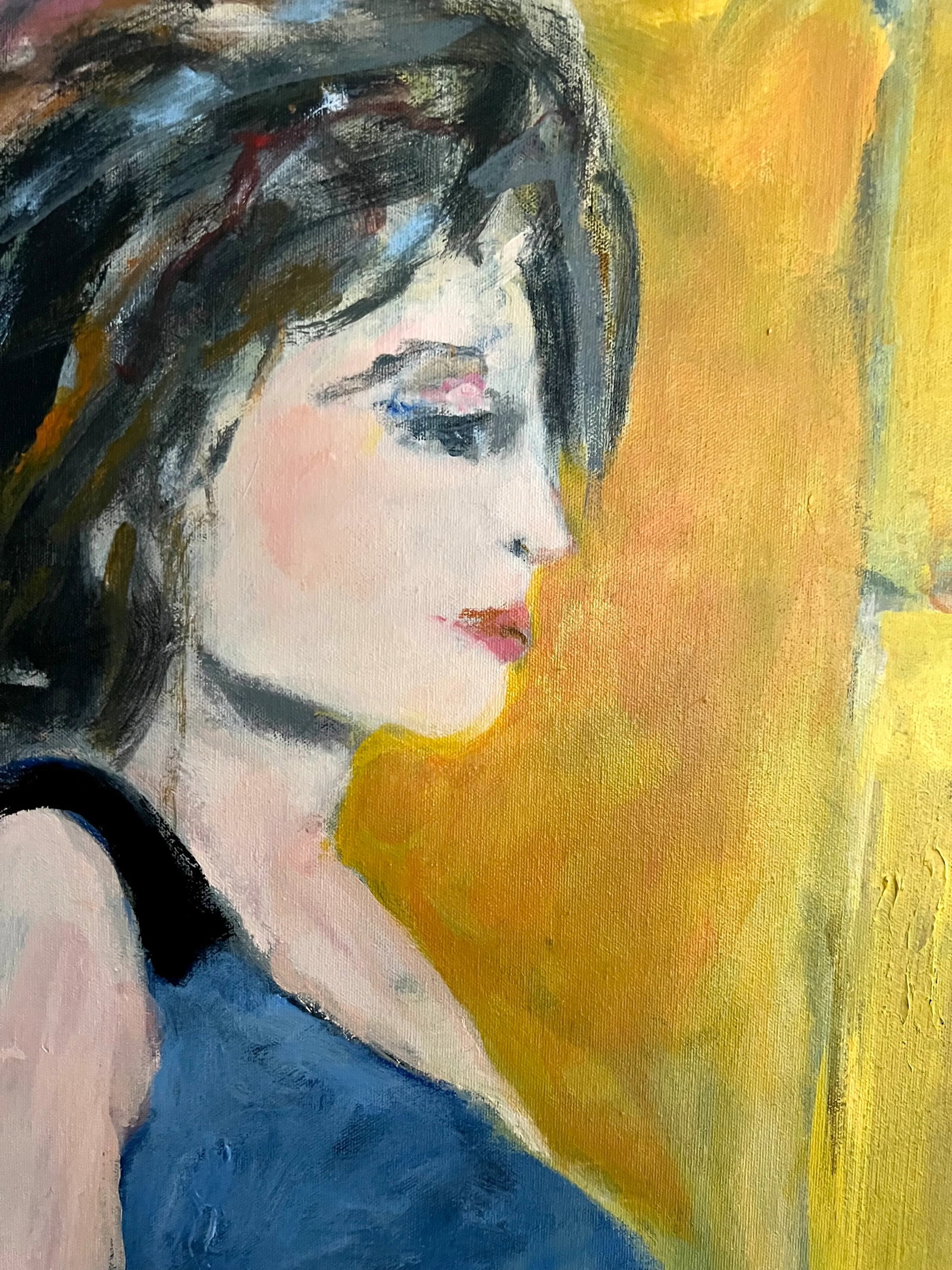"Home" Contemporary Original Expressionist Portrait Painting of a Seated Woman by Sandy Welch - 2