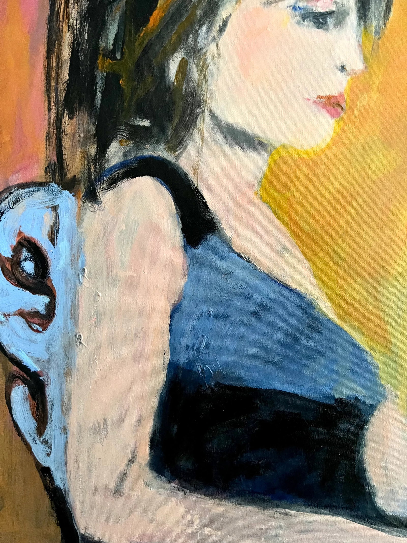 "Home" Contemporary Original Expressionist Portrait Painting of a Seated Woman by Sandy Welch - 3