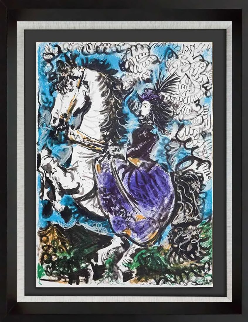 2 Pablo Picasso Lithograph Limited Ed. Jacqueline on Horse (Set of 2) W/Frames - 3