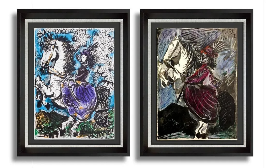 2 Pablo Picasso Lithograph Limited Ed. Jacqueline on Horse (Set of 2) W/Frames - 7