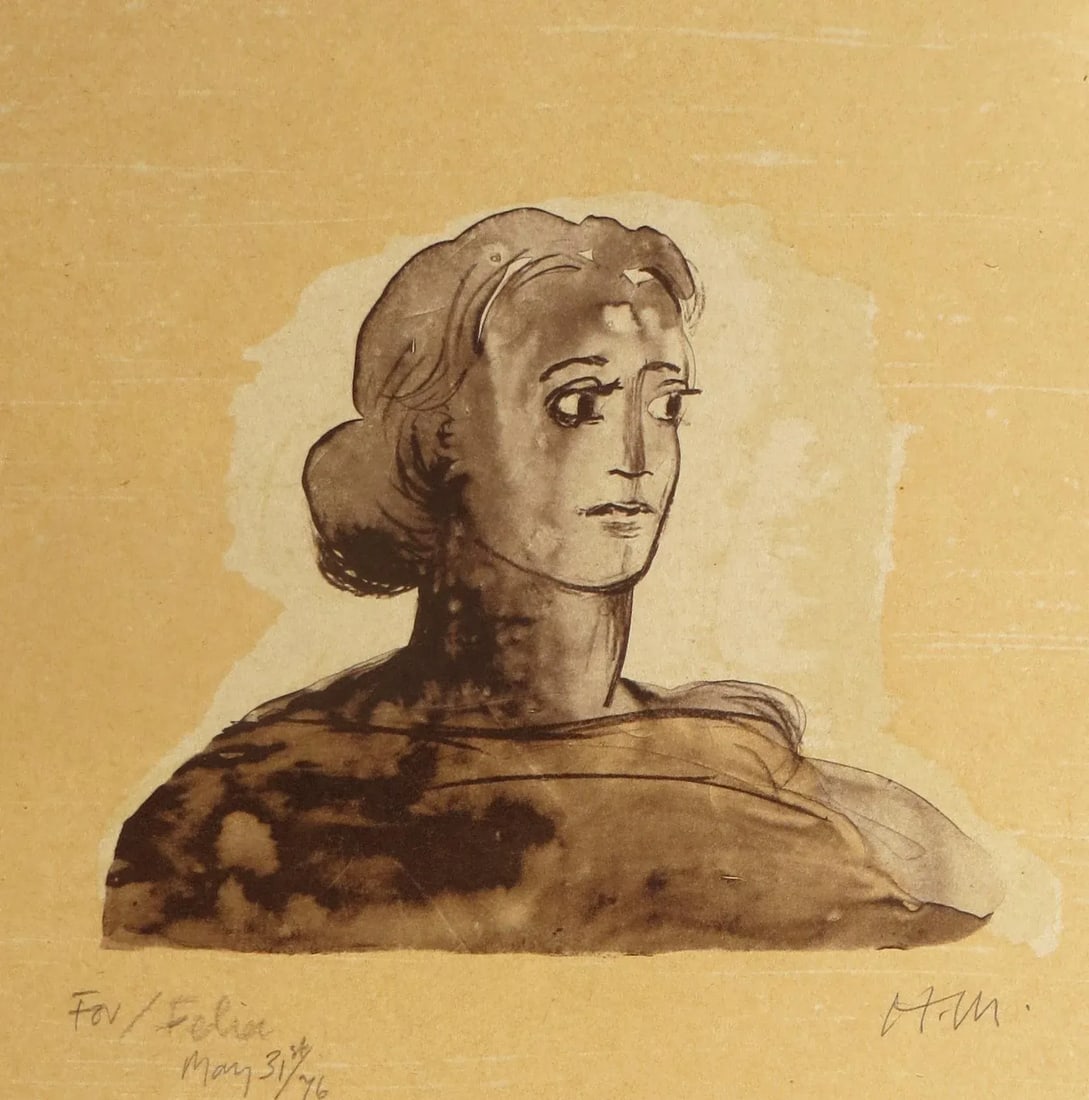 1976 Henry Moore Color Lithograph - Dame Creole - From La Poesie, Les Poete: Artist: Henry Moore (British, 1898-1986) Title: Dame Creole Year: 1976 Medium: Color lithograph Edition: 110. Paper: Arches Image size: 18.5 x 15 inches paper size: 18.5 x 15 inches Signature: Signed 