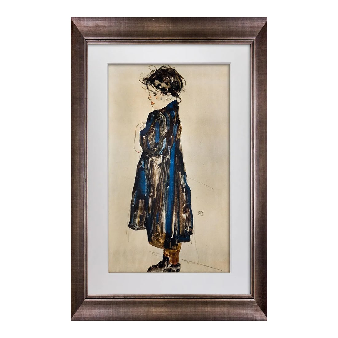 Egon Schiele Lithograph Signed #'Ed Limited Ed:100 "Peasant Girl" 1912 W/Frame: Schiele Limited Edition Lithograph titled Peasant Girl. 1912. Size : 50.2x35.6cm. It is a numbered Limited Edition of 100 and has exemplaire Authentication numbered out of 100 from the Presses of Max 
