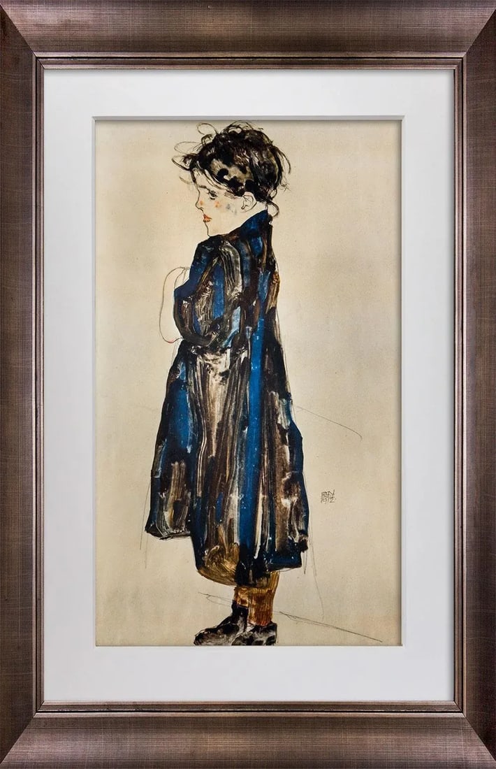 Egon Schiele Lithograph Signed #'Ed Limited Ed:100 "Peasant Girl" 1912 W/Frame - 6