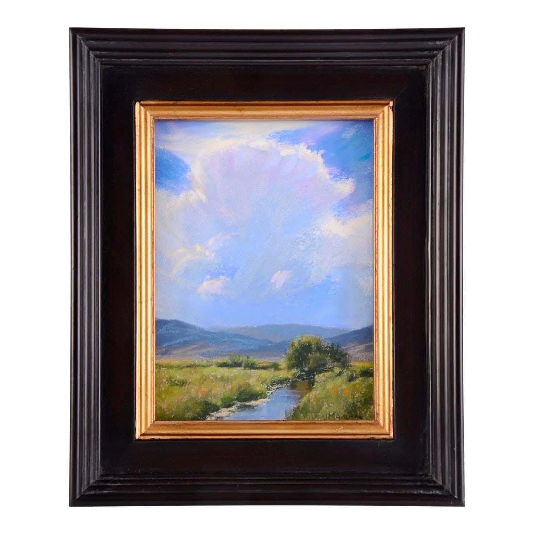 Joe Mancuso "Summer Thunder" Study Pastel Painting: Joe Mancuso "Summer Thunder" (Study) pastel painting. This Joe Mancuso painting comes framed under glass. Dimensions 8''H X 6''W (Image); 11.625''H X 9.625''W x 1.5''D (Frame) About Joe Mancuso Joe Ma