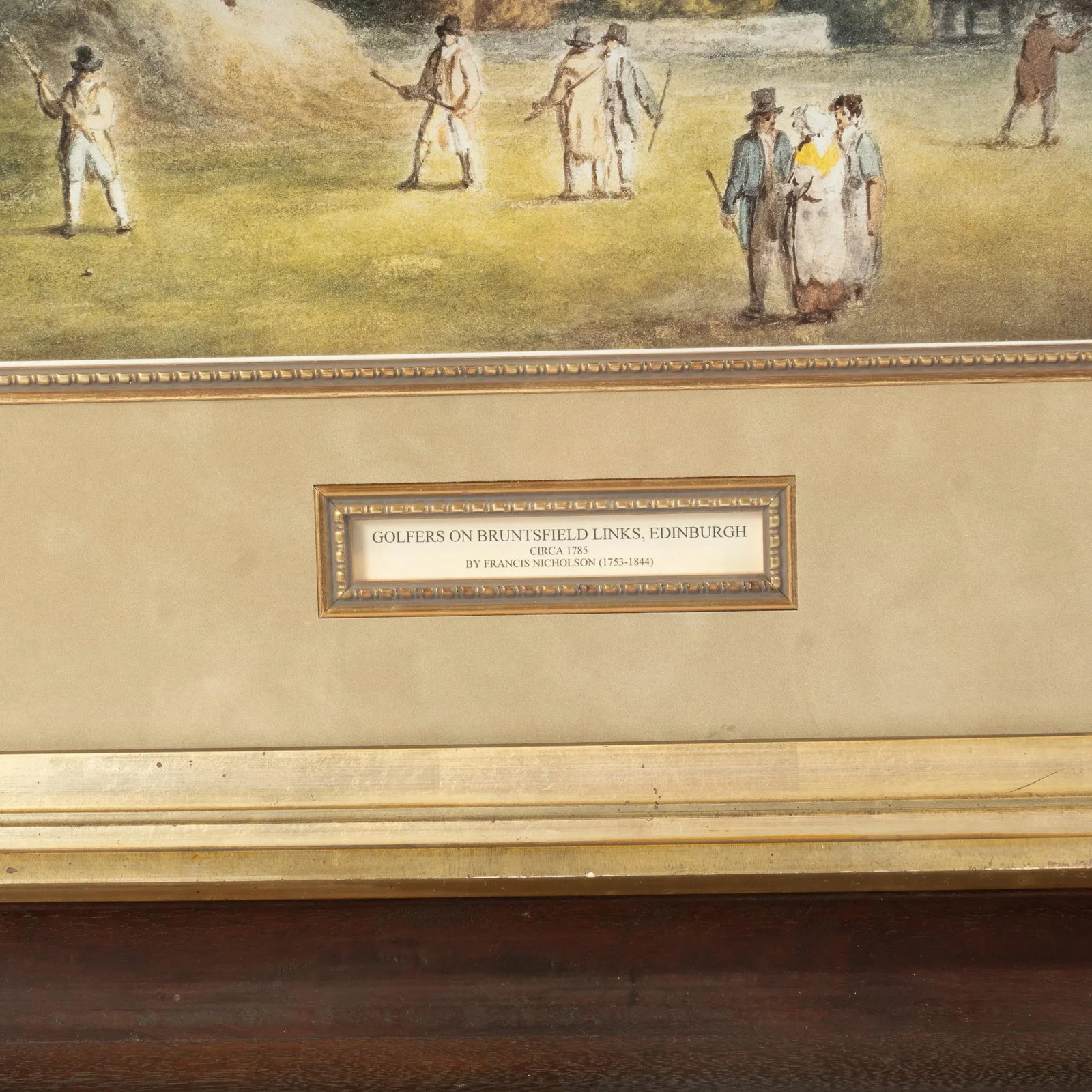 19th Century Golf Scene Lithograph in Carved Walnut Faux Bois Frame - 2