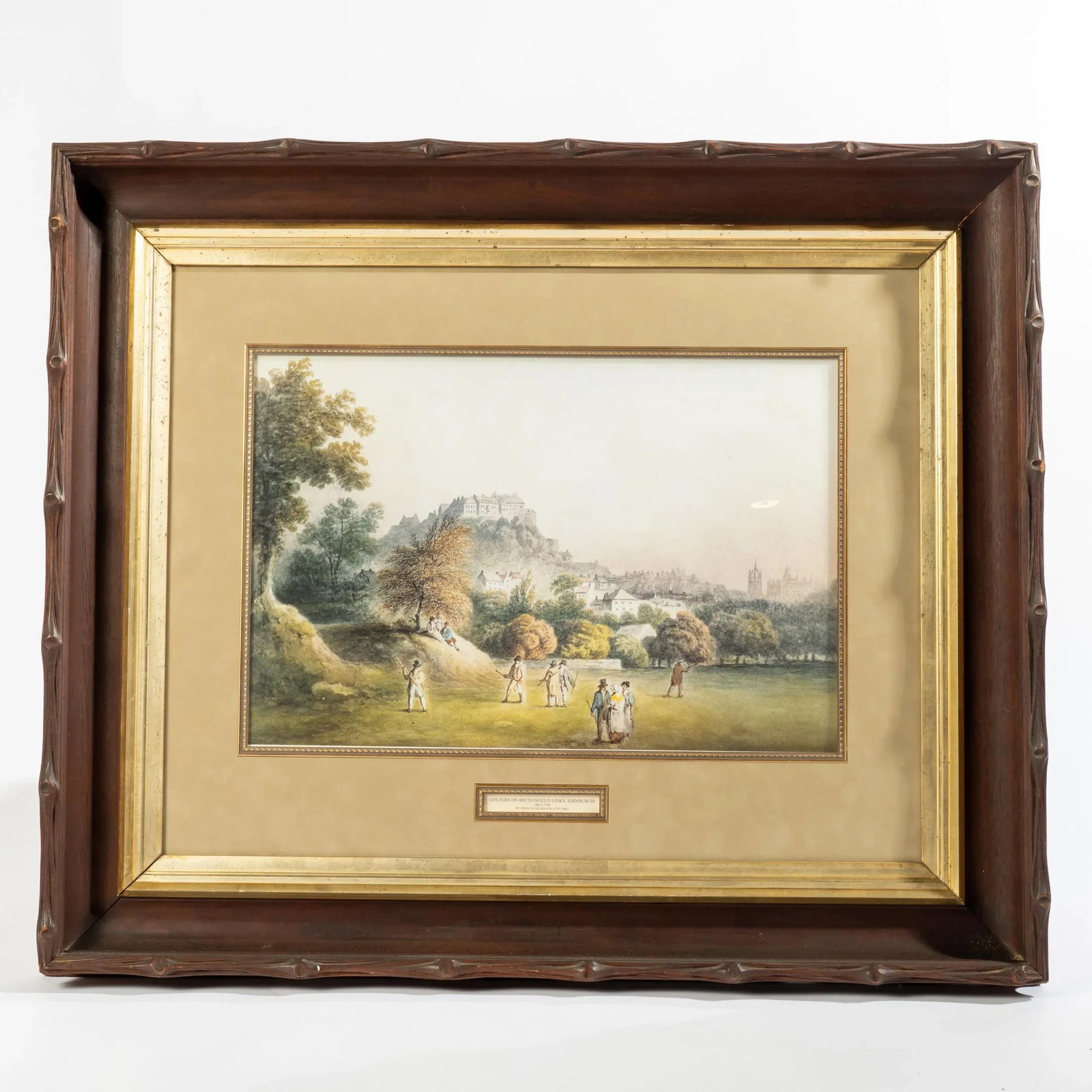 19th Century Golf Scene Lithograph in Carved Walnut Faux Bois Frame - 5