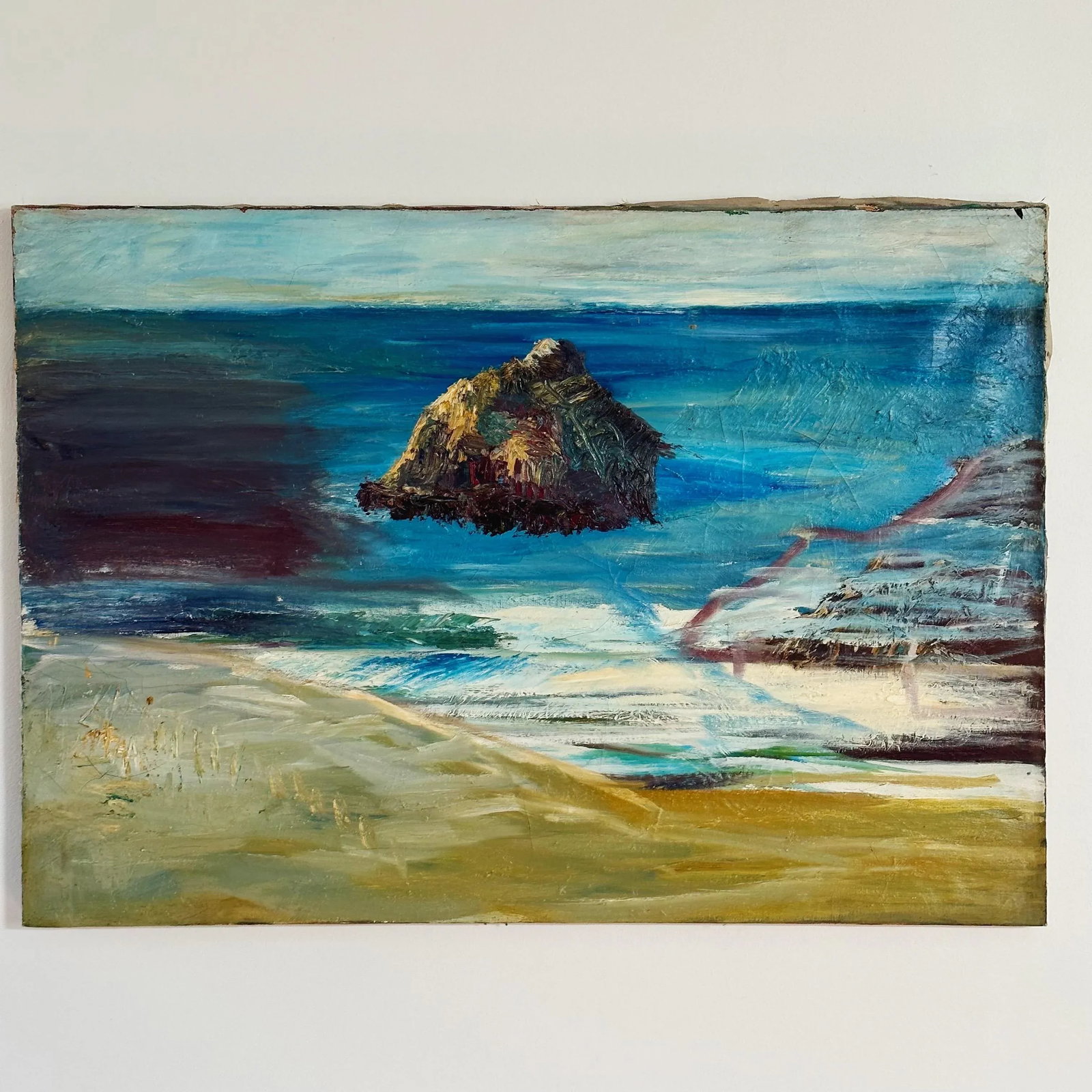 Mid-Century Oil Painting Depicting California Ocean by Olive Van Bergen - 3