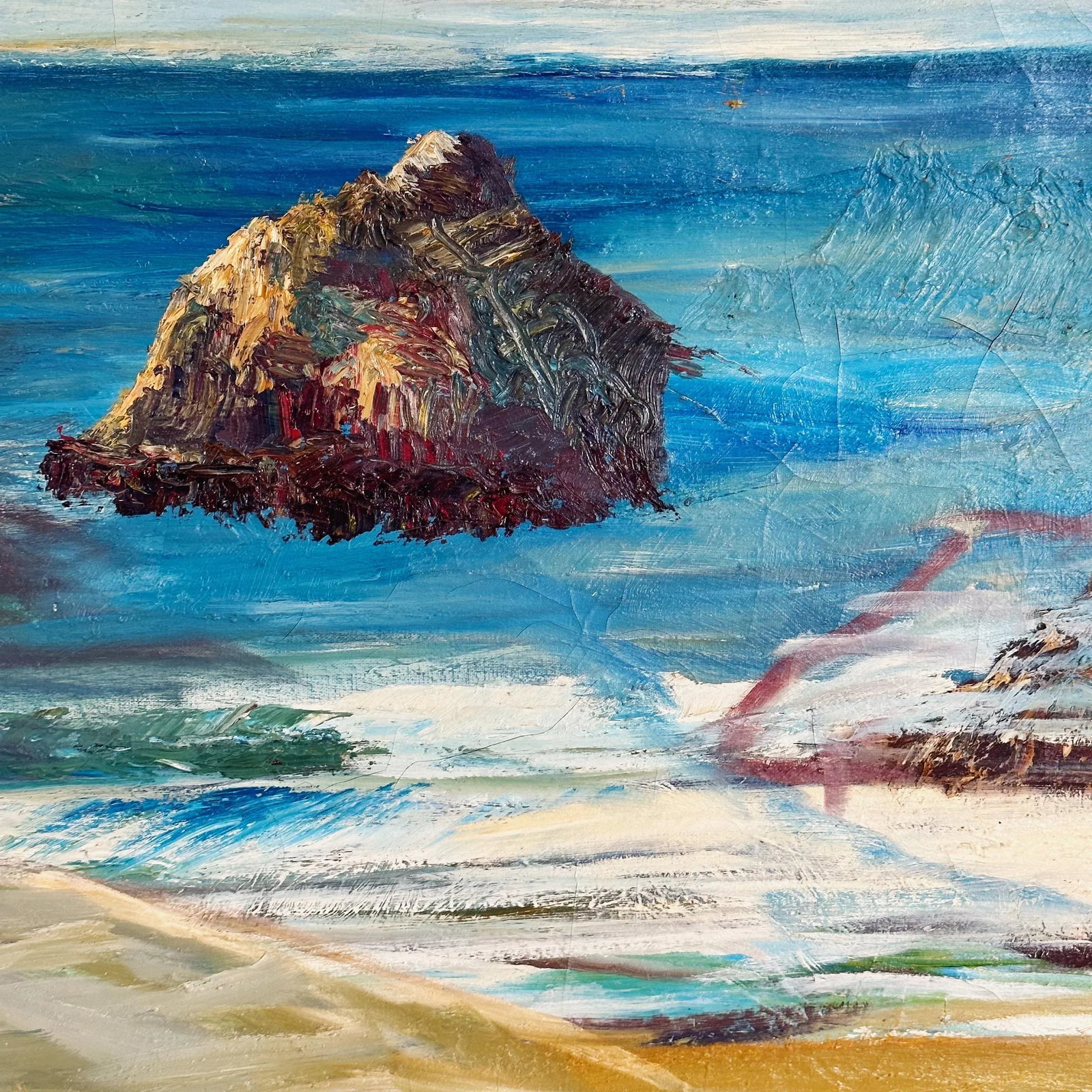 Mid-Century Oil Painting Depicting California Ocean by Olive Van Bergen - 5
