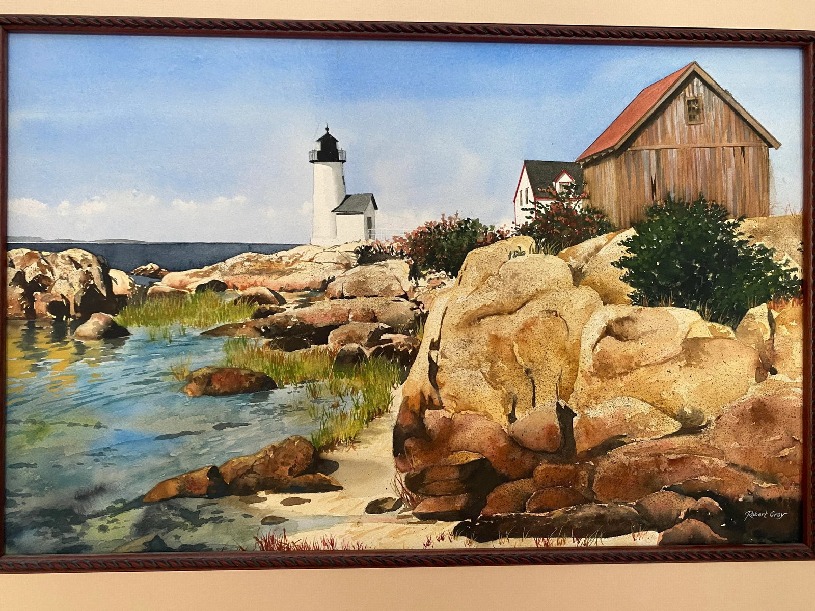 Original Watercolor Coastal Lighthouse Painting by Robert Gray - 2