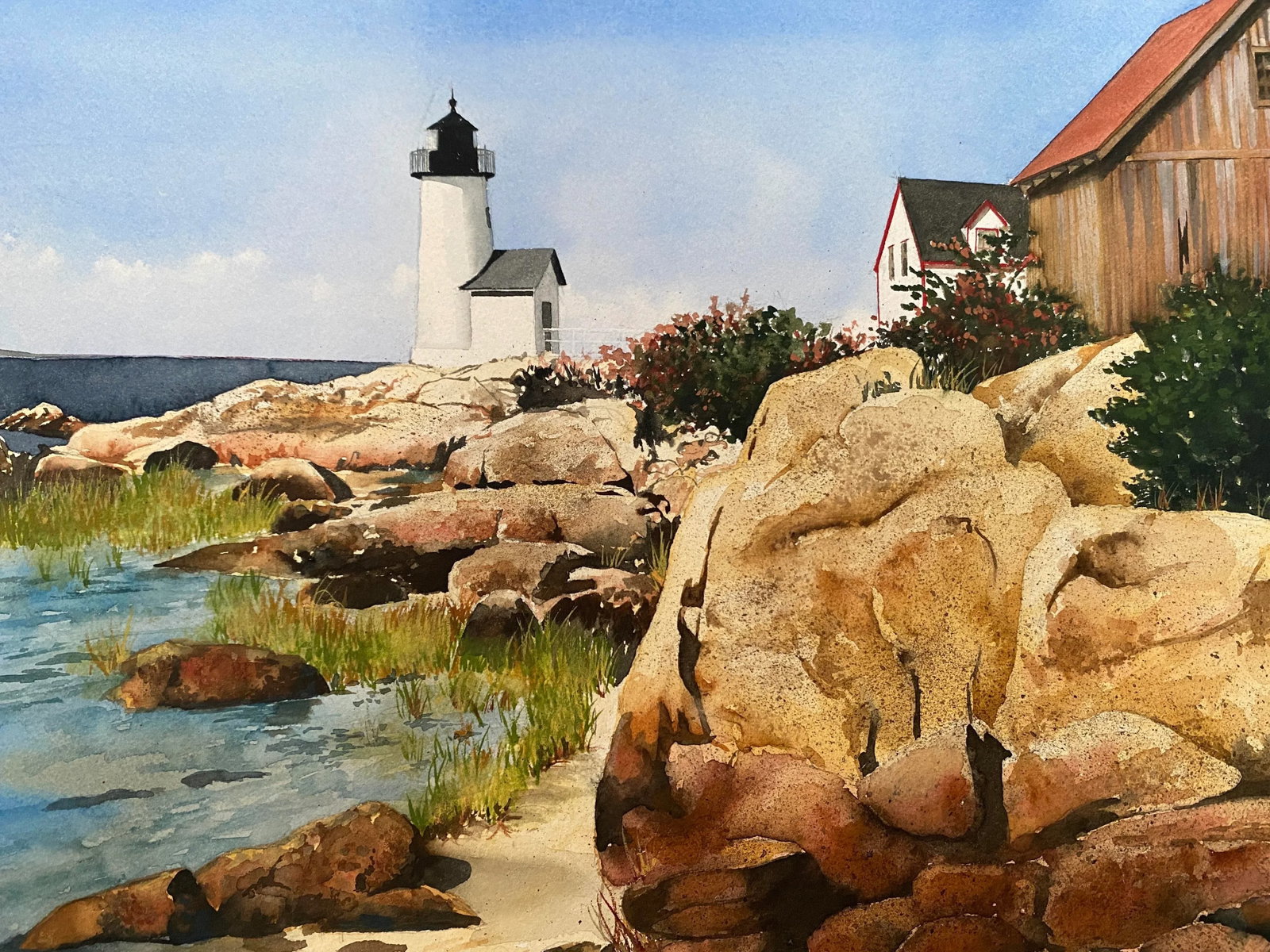 Original Watercolor Coastal Lighthouse Painting by Robert Gray - 3