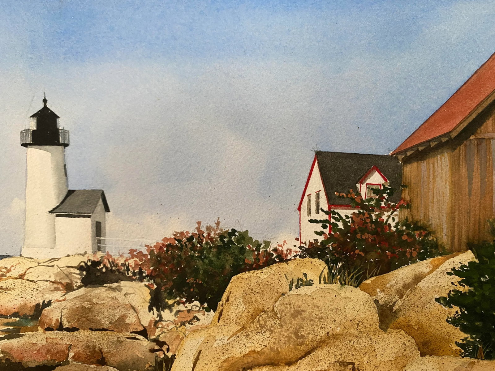 Original Watercolor Coastal Lighthouse Painting by Robert Gray - 4