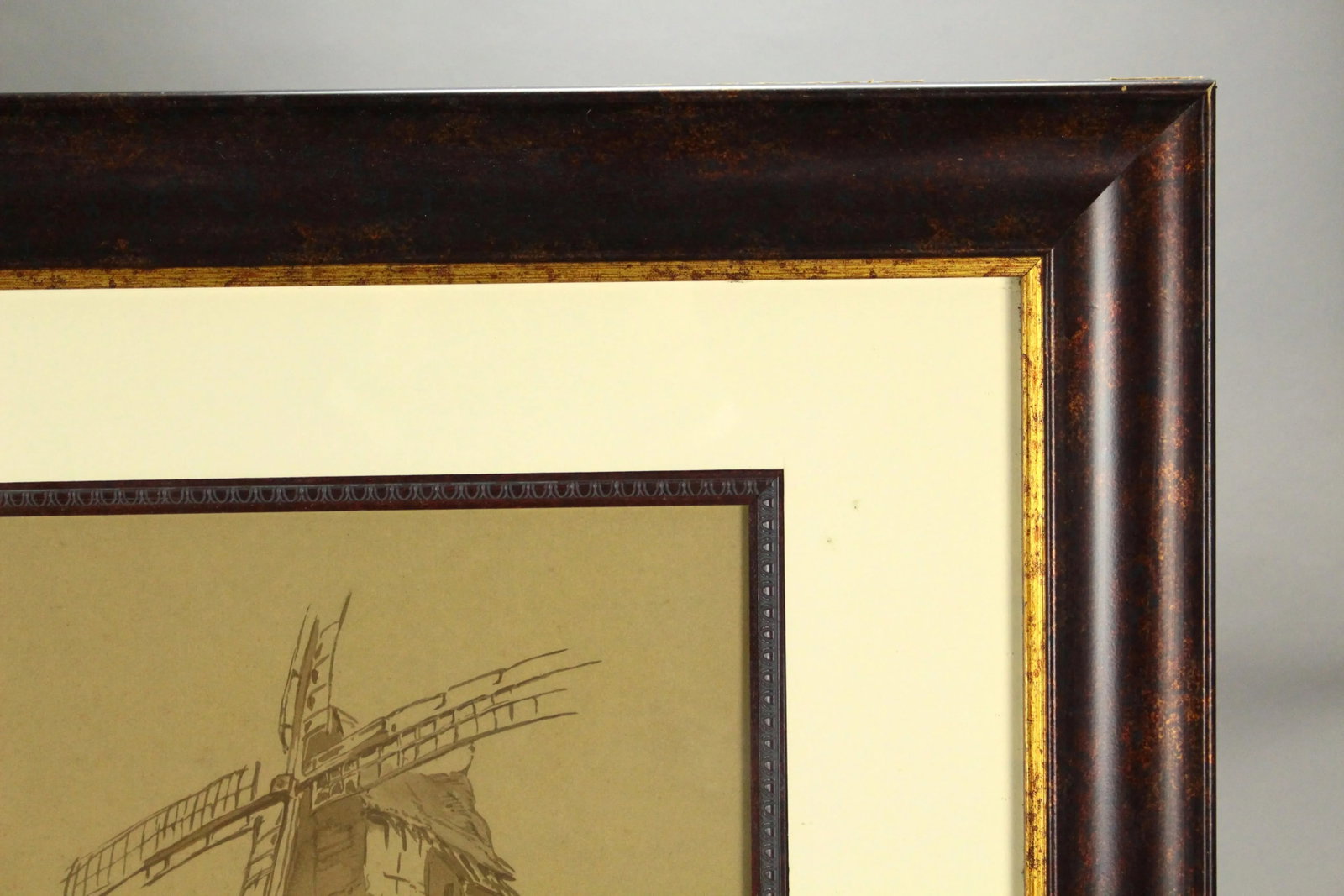 Antique De Marcillac French Gouache and Watercolor Painting of a Stage Coach & Windmill - 6