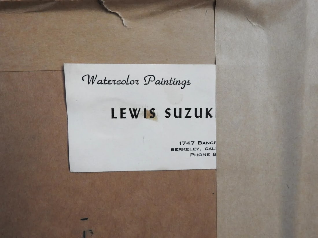 Circa 1960 Lewis Suziki "Grass Valley" Expressionist Landscape Watercolor Painting, Framed - 8