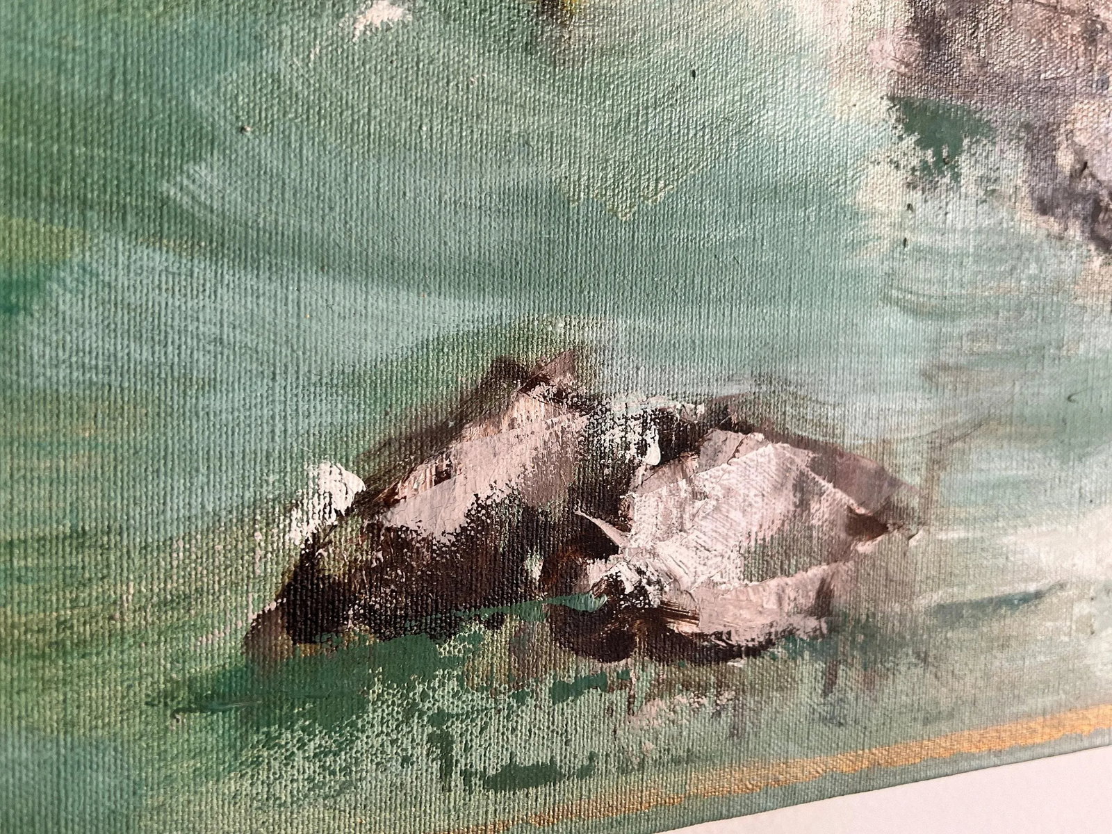 Abstract "Seaside Cliffs" California Oil on Canvas by Artist M. Wilson - 4