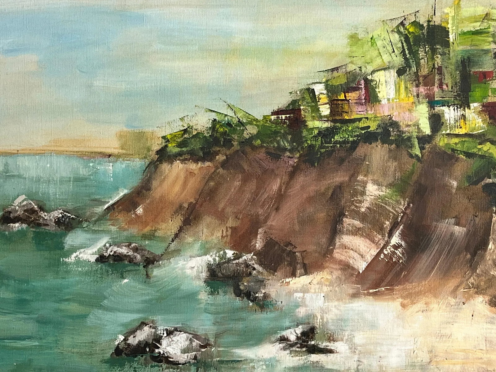 Abstract "Seaside Cliffs" California Oil on Canvas by Artist M. Wilson - 6