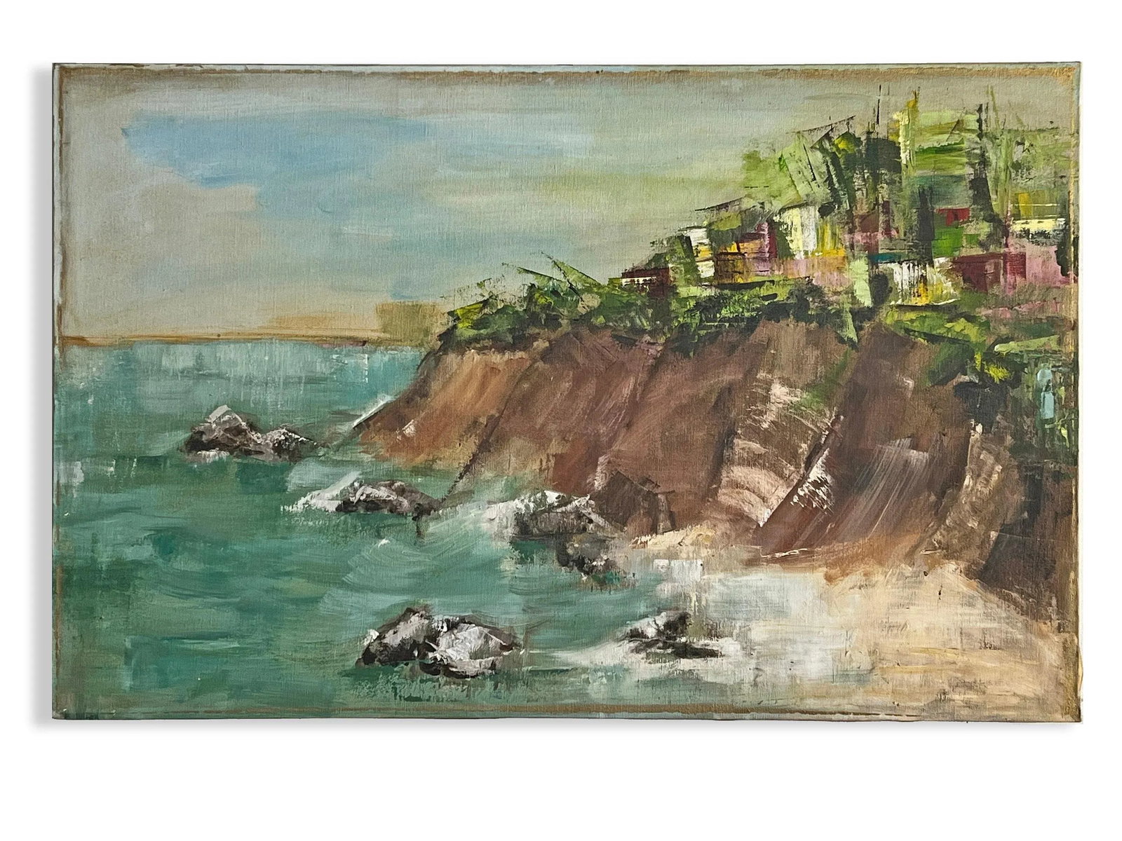 Abstract "Seaside Cliffs" California Oil on Canvas by Artist M. Wilson - 8