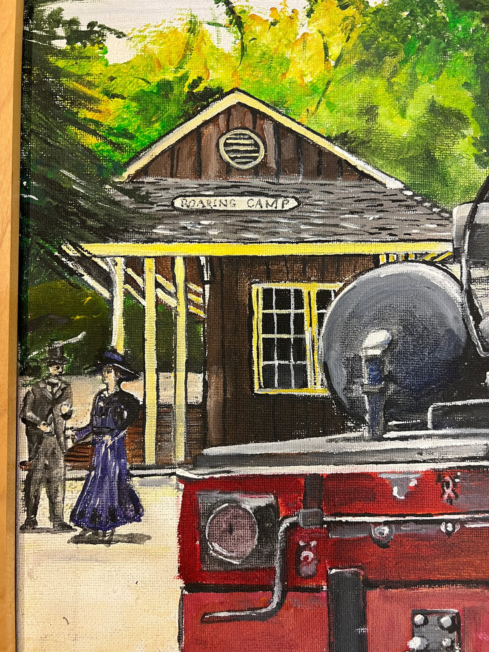 1990s Folk Art Roaring Camp Railroad Locomotive Painting - 3