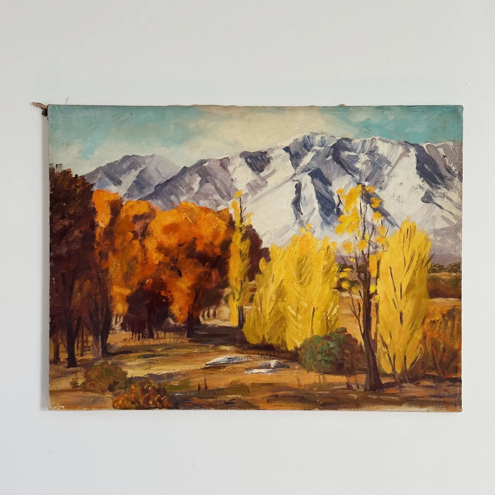 Mid-Century Oil Painting Depicting California Mountains and Autumn Trees by Olive Van Bergen - 2