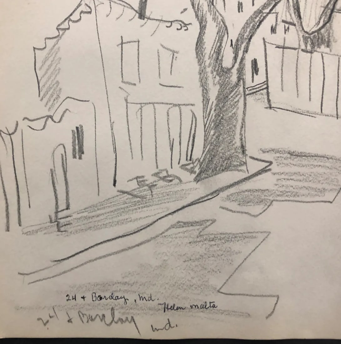 1930s Helen Malta Baltimore City Street Drawing - 2