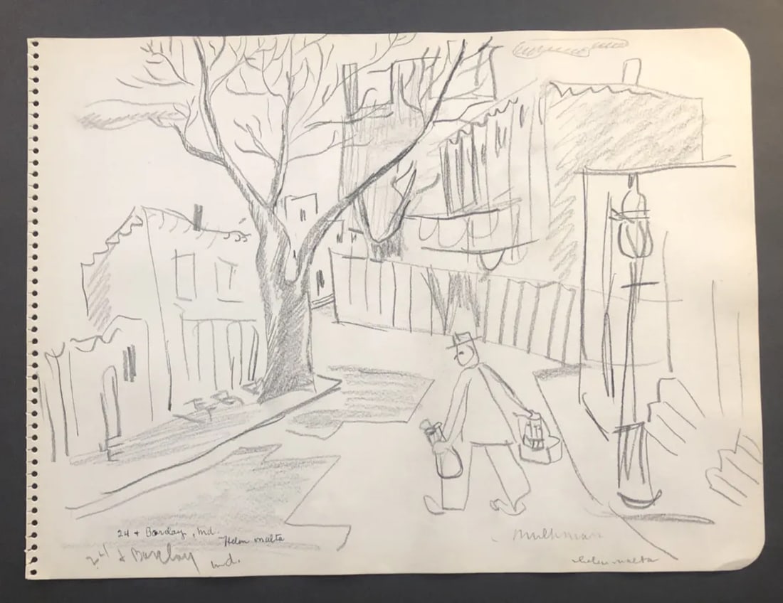 1930s Helen Malta Baltimore City Street Drawing - 4