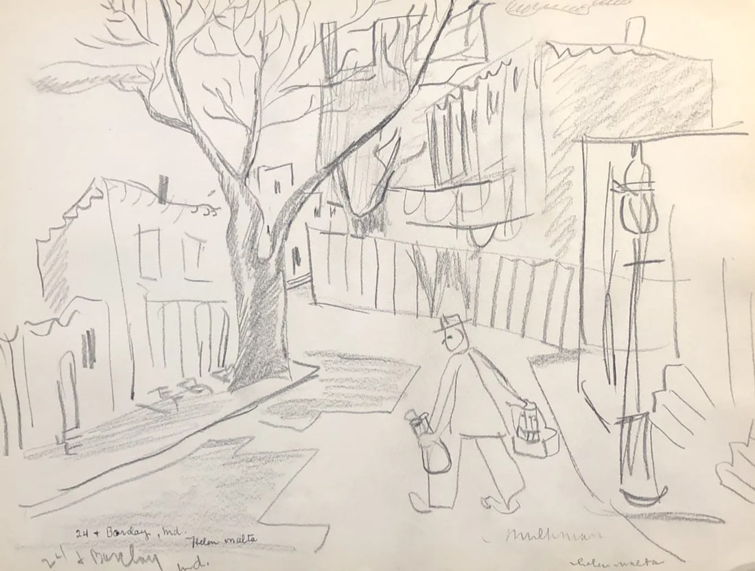1930s Helen Malta Baltimore City Street Drawing - 5