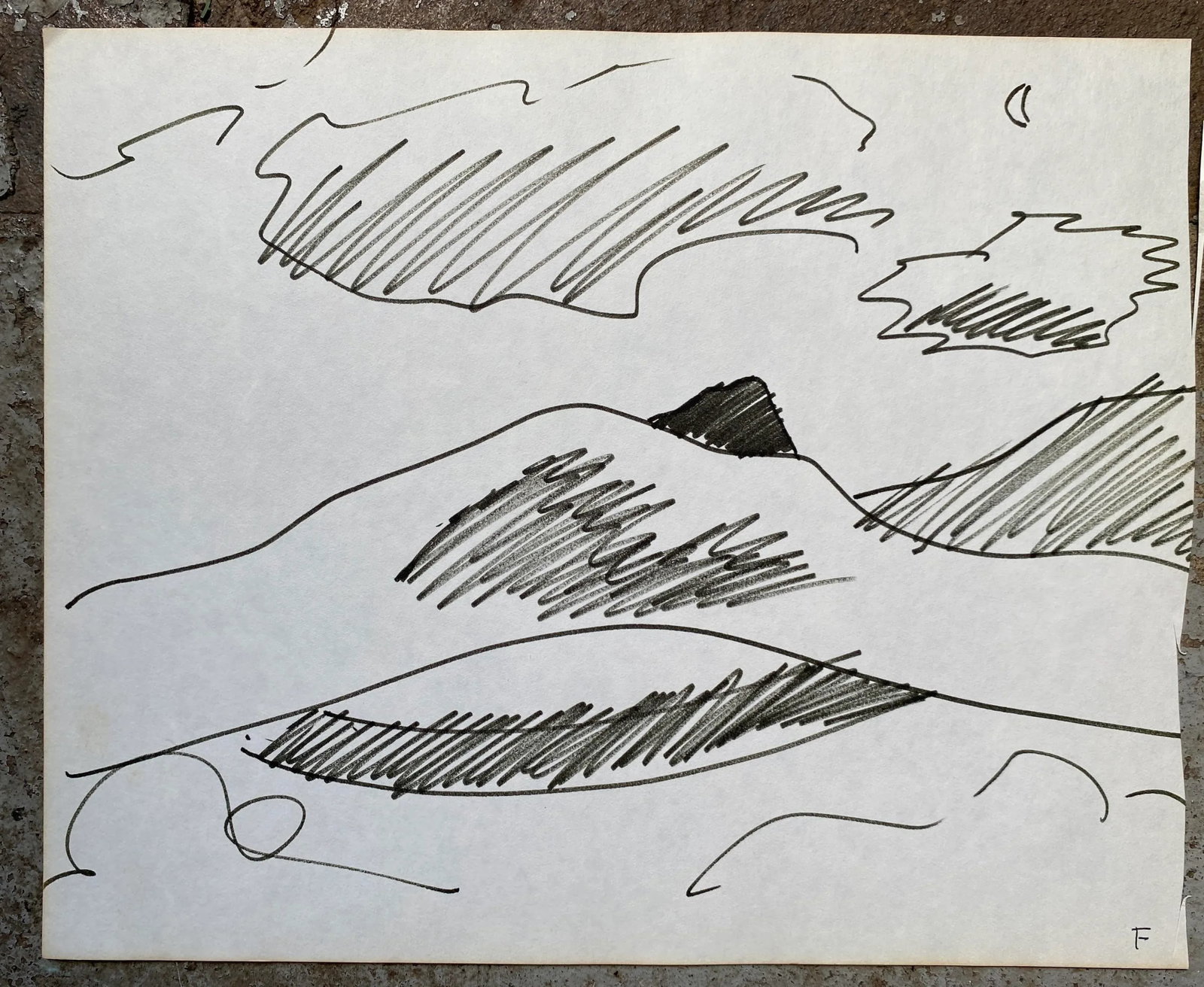 1960s Frank Wallace Camels Hump Green Mountains Drawing - 2