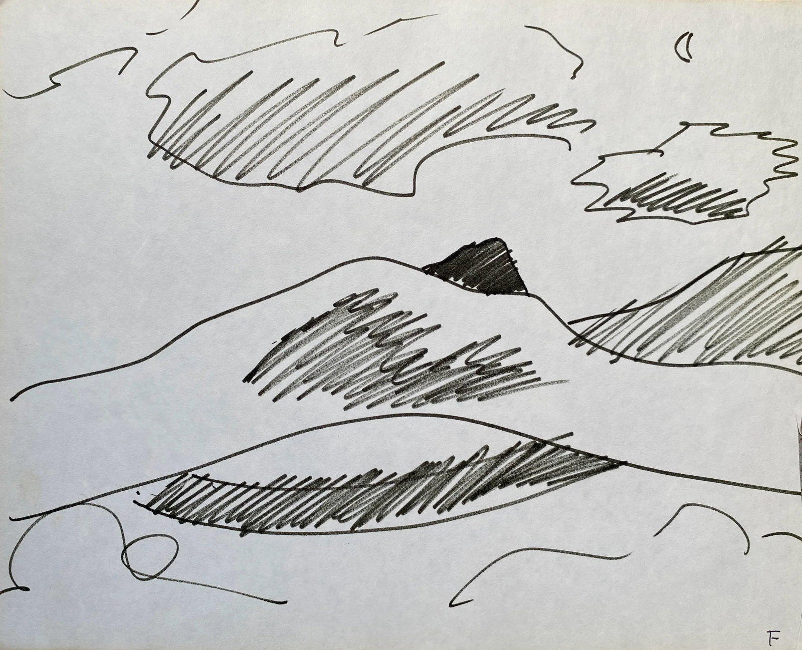 1960s Frank Wallace Camels Hump Green Mountains Drawing - 3