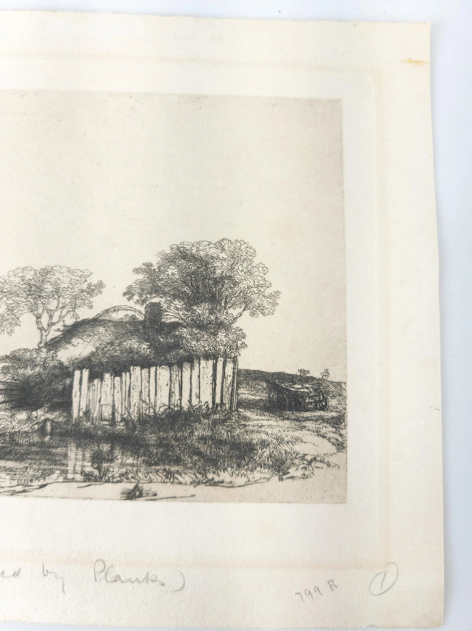 20th Century Facsimile Reproduction Rembrandt Van Rijn Print "Cottage With White Pailing" - 4