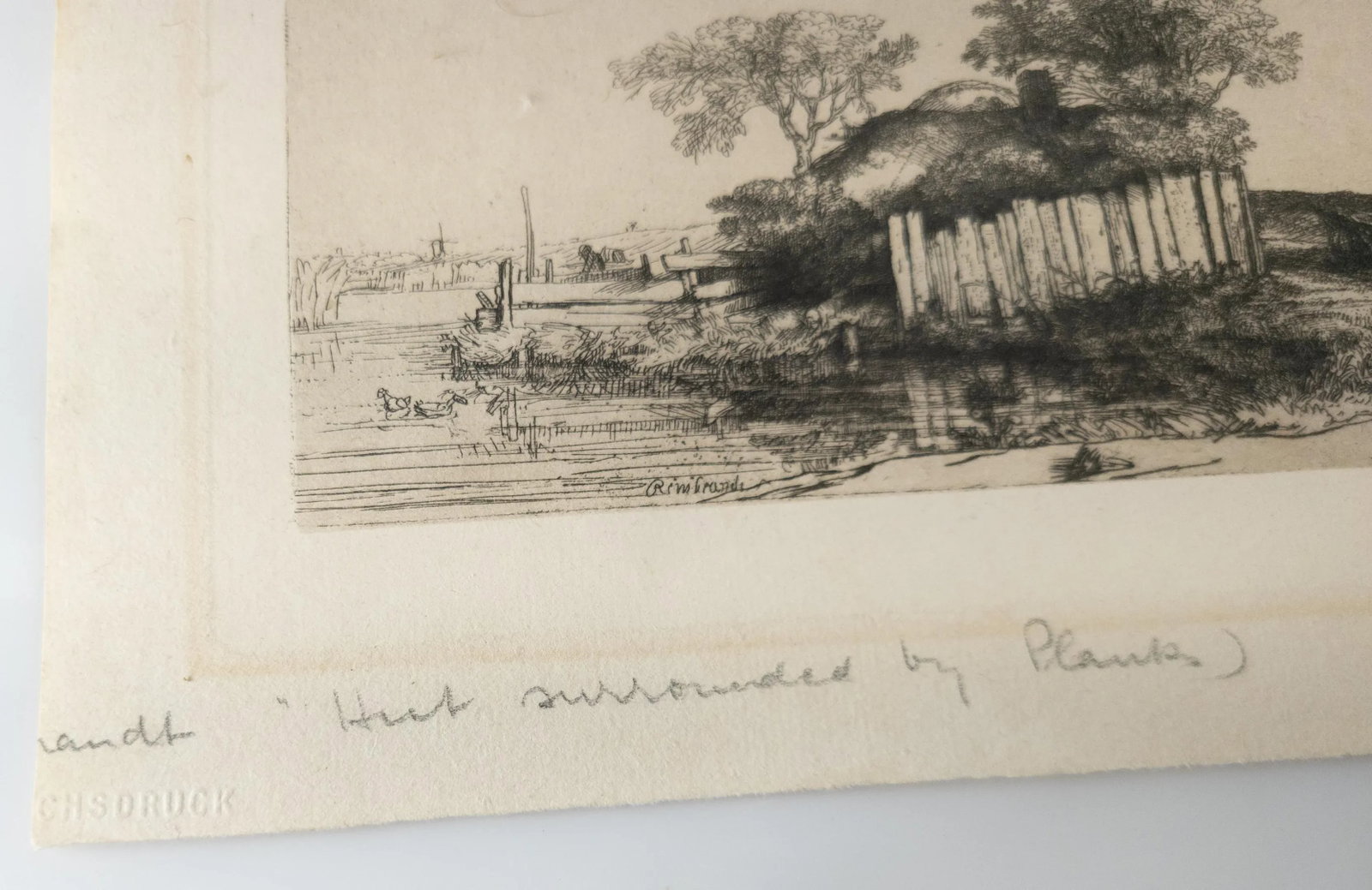20th Century Facsimile Reproduction Rembrandt Van Rijn Print "Cottage With White Pailing" - 5
