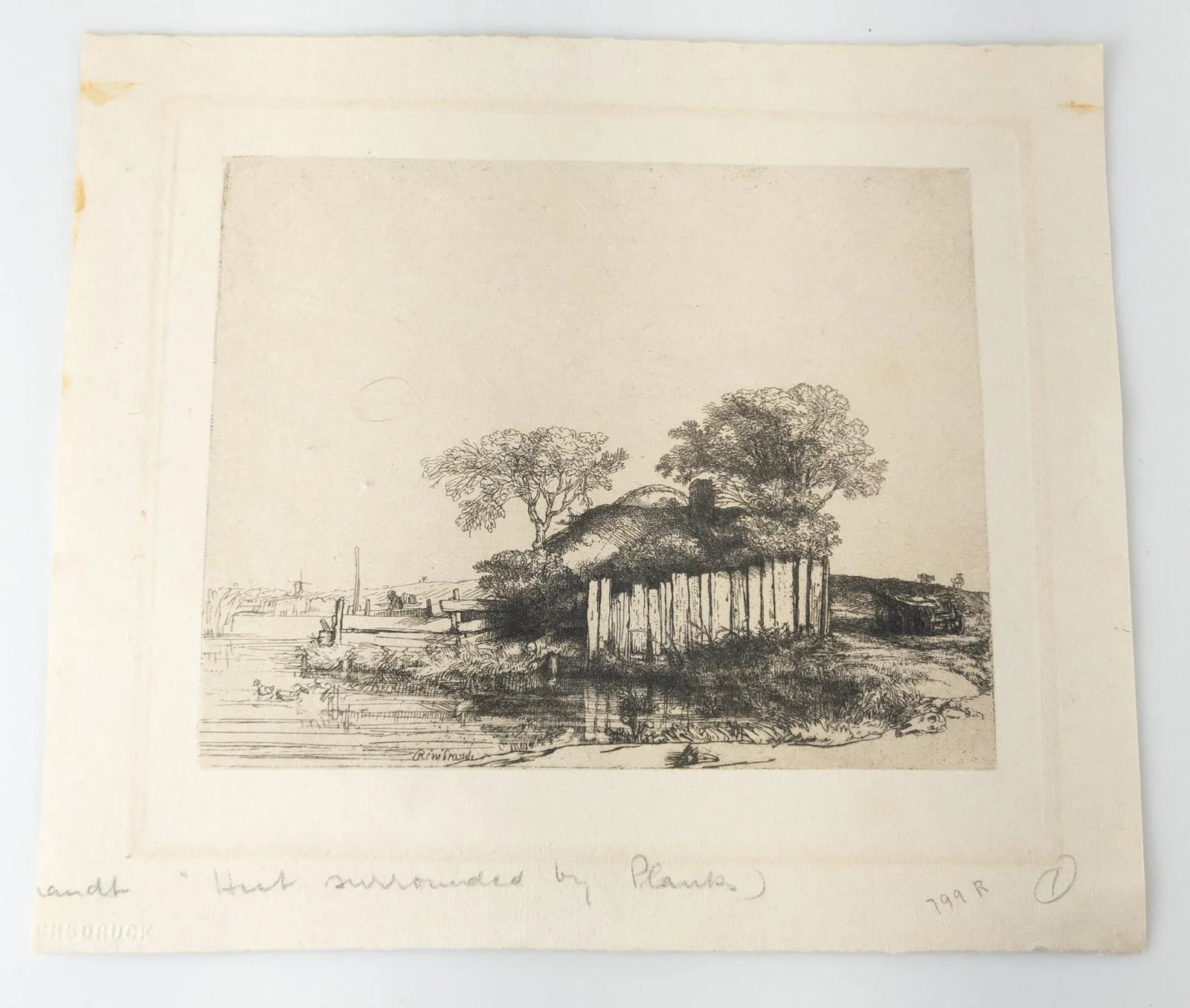 20th Century Facsimile Reproduction Rembrandt Van Rijn Print "Cottage With White Pailing" - 8