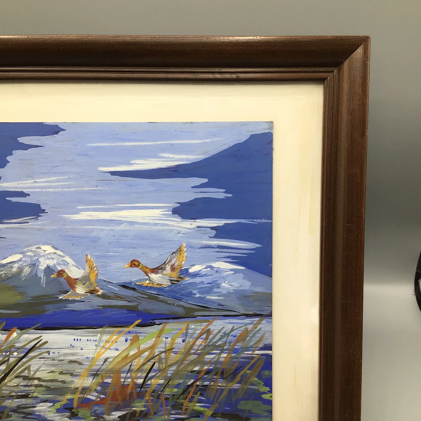 "Ducks in Flight" Signed Impressionist Framed Painting - 10