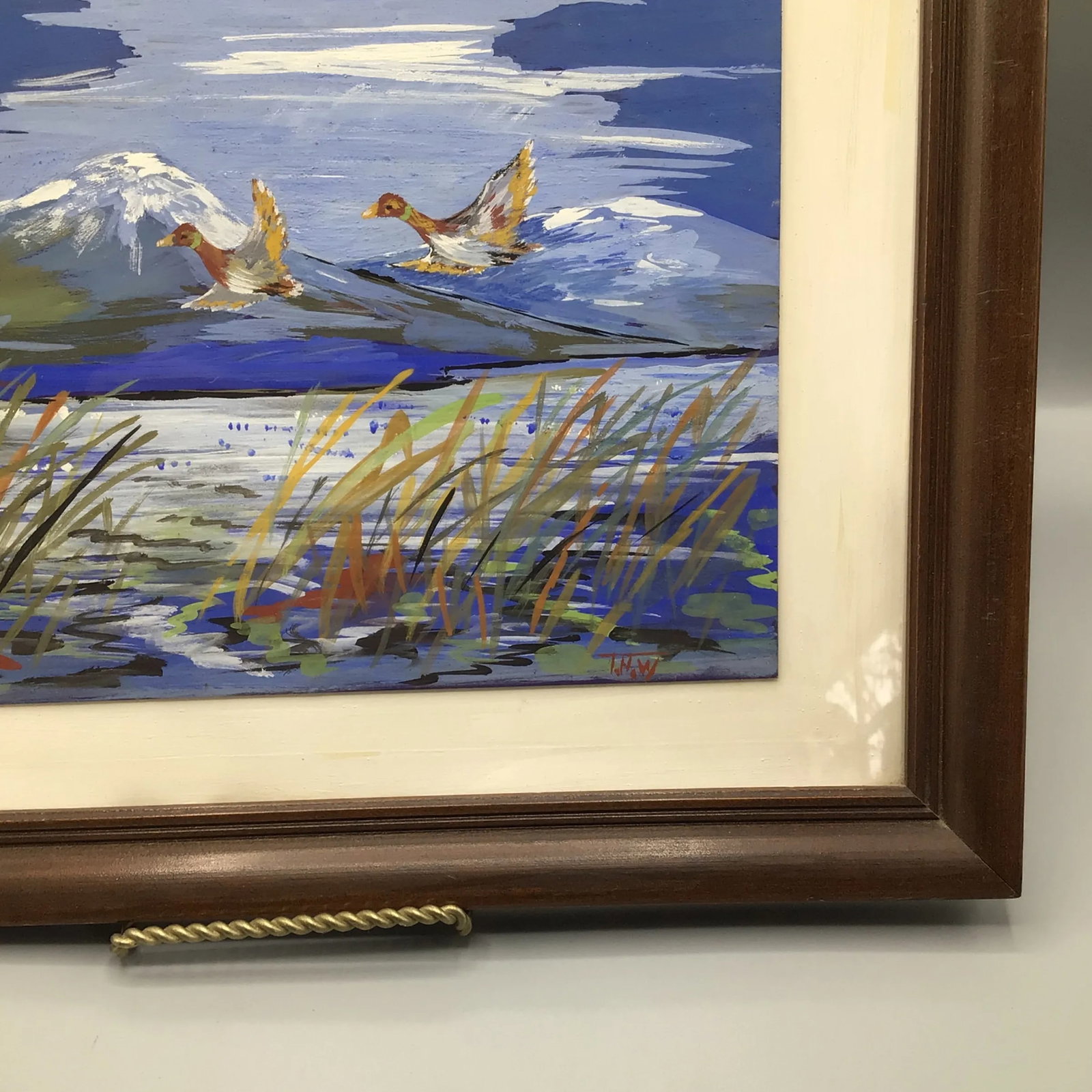 "Ducks in Flight" Signed Impressionist Framed Painting - 11