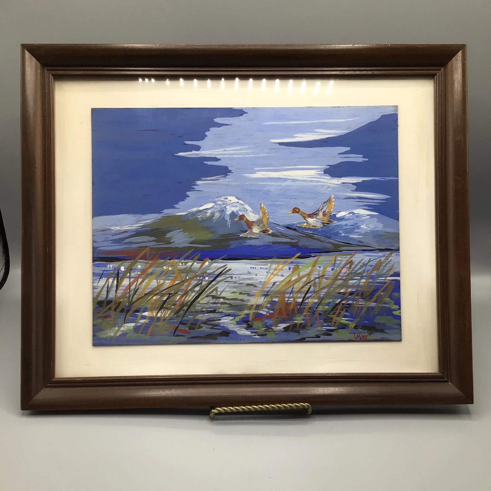"Ducks in Flight" Signed Impressionist Framed Painting - 13