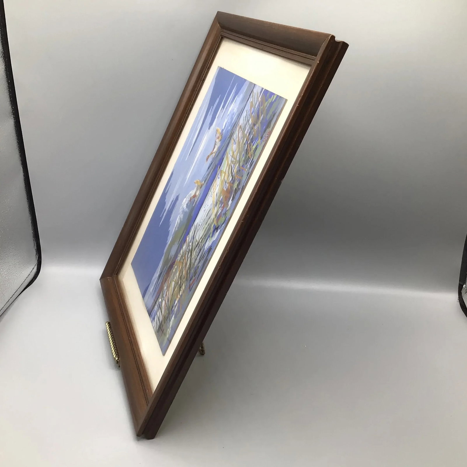 "Ducks in Flight" Signed Impressionist Framed Painting - 5