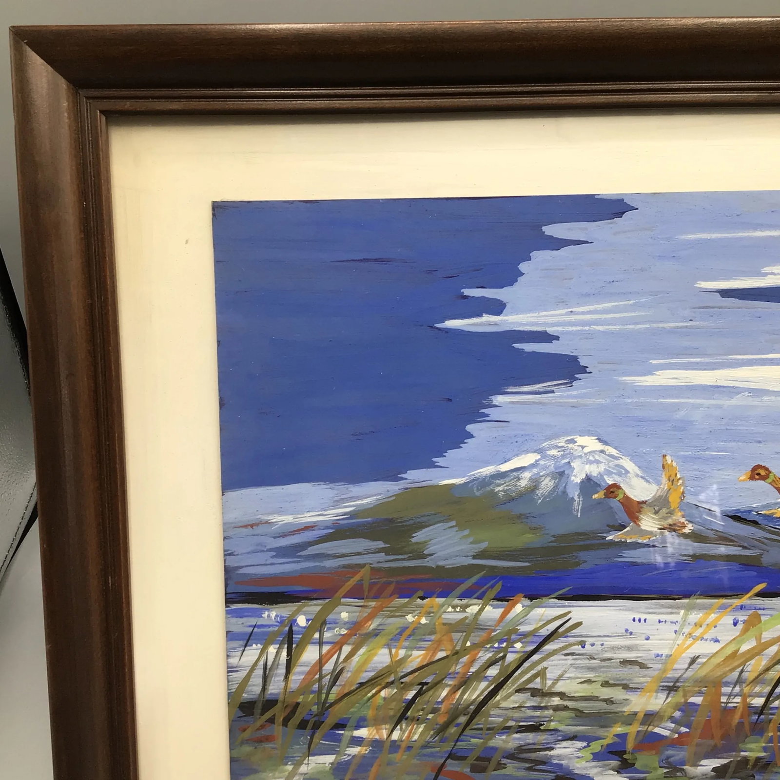 "Ducks in Flight" Signed Impressionist Framed Painting - 9
