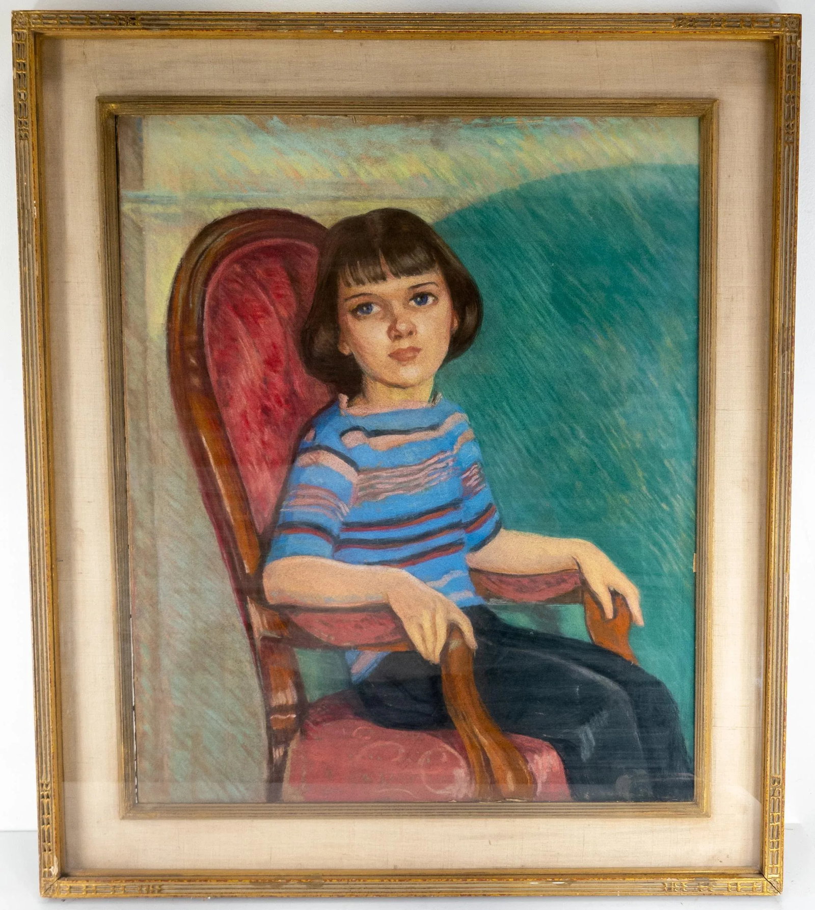 1970's American Pastel Portrait Painting by Martha Herpst in Newcomb Macklin Frame - 13