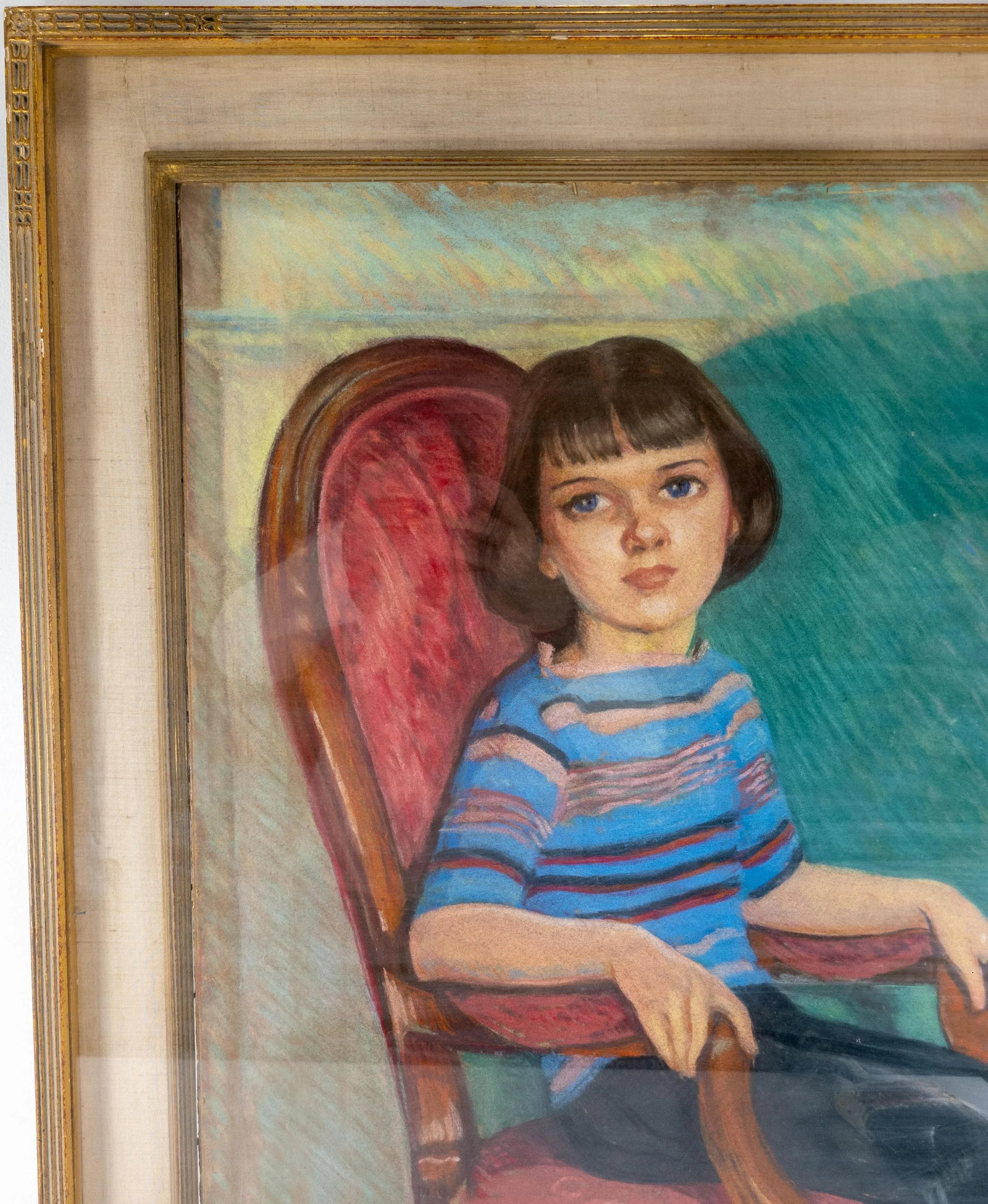 1970's American Pastel Portrait Painting by Martha Herpst in Newcomb Macklin Frame - 2