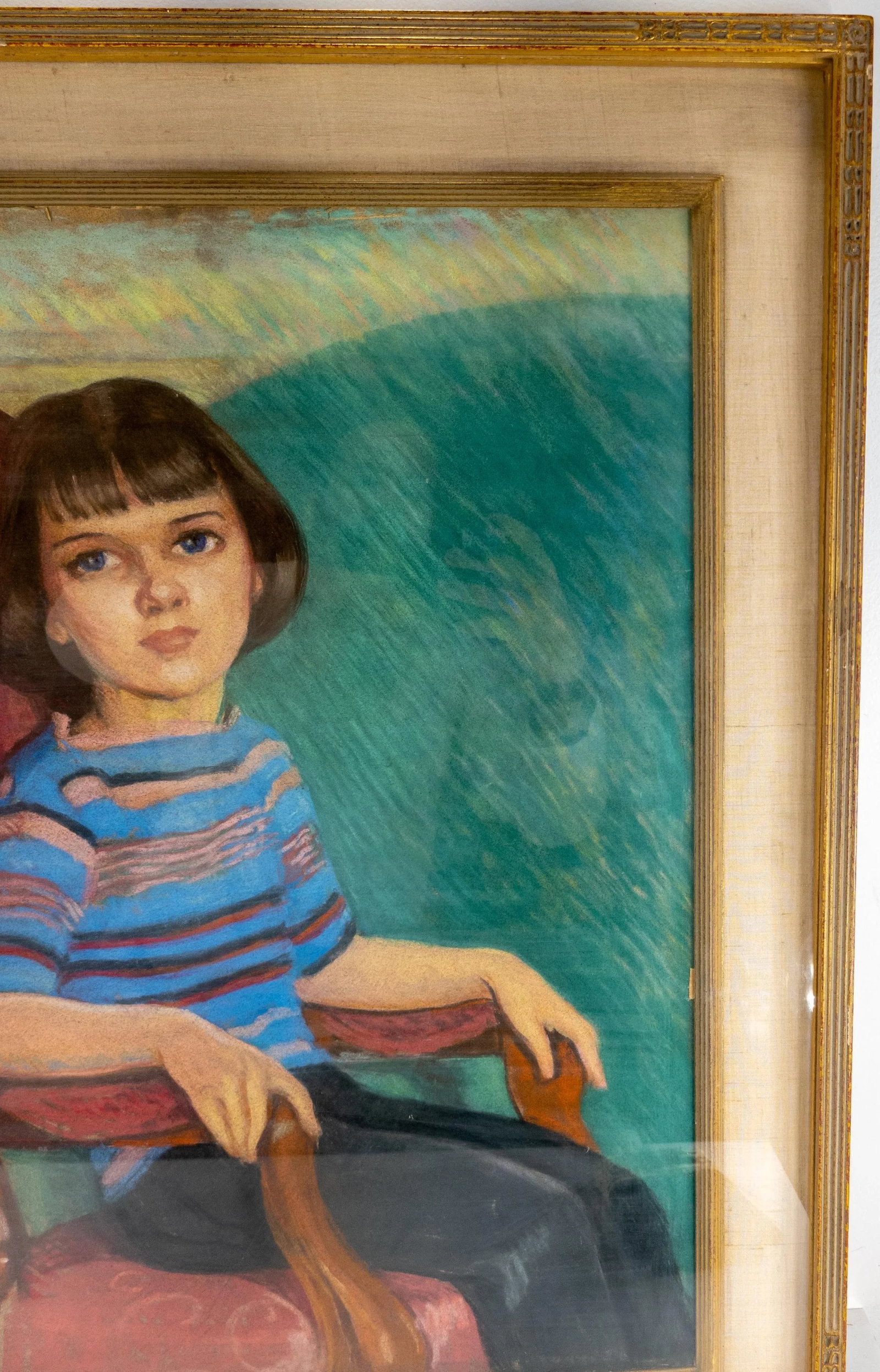1970's American Pastel Portrait Painting by Martha Herpst in Newcomb Macklin Frame - 3