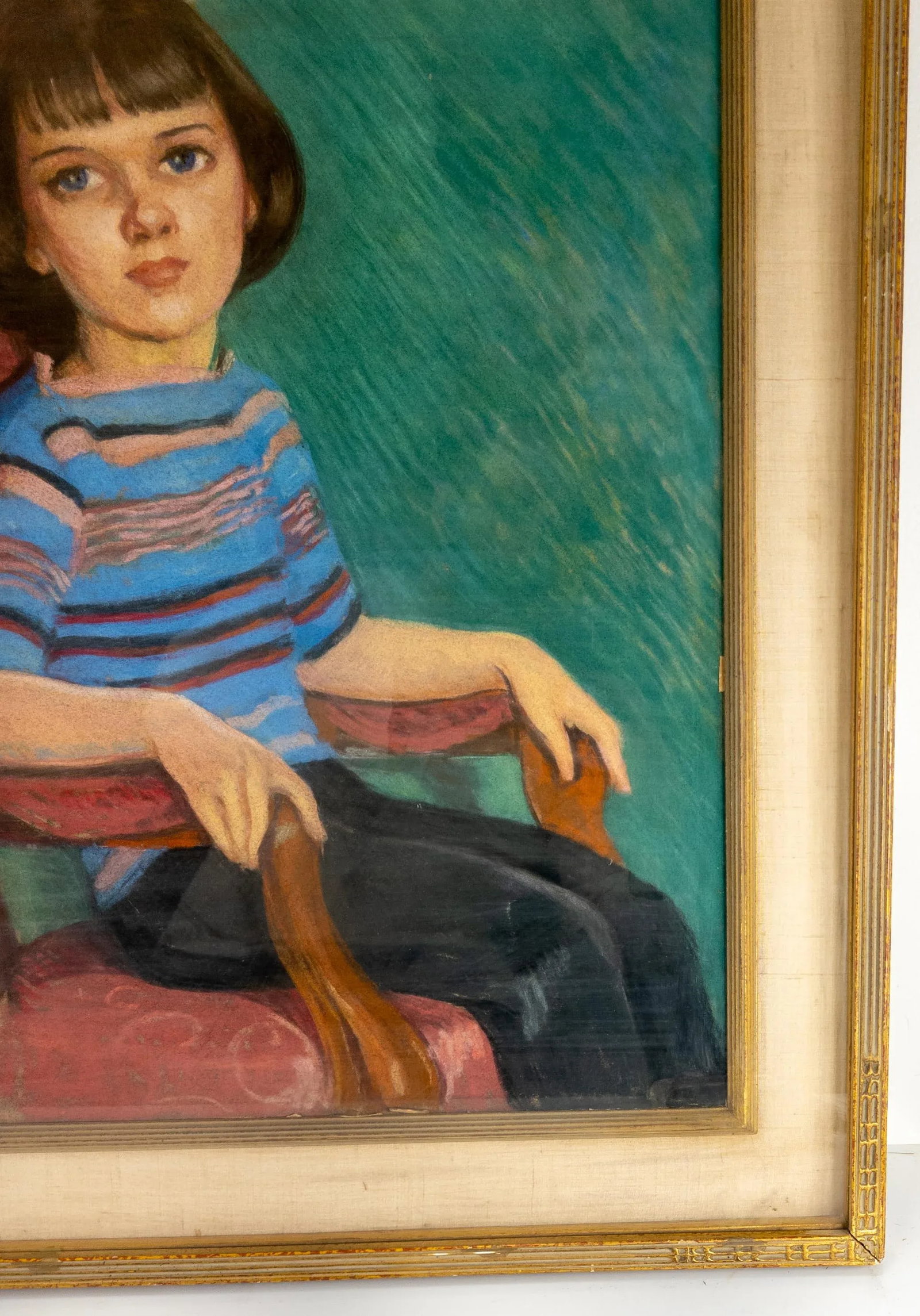 1970's American Pastel Portrait Painting by Martha Herpst in Newcomb Macklin Frame - 4