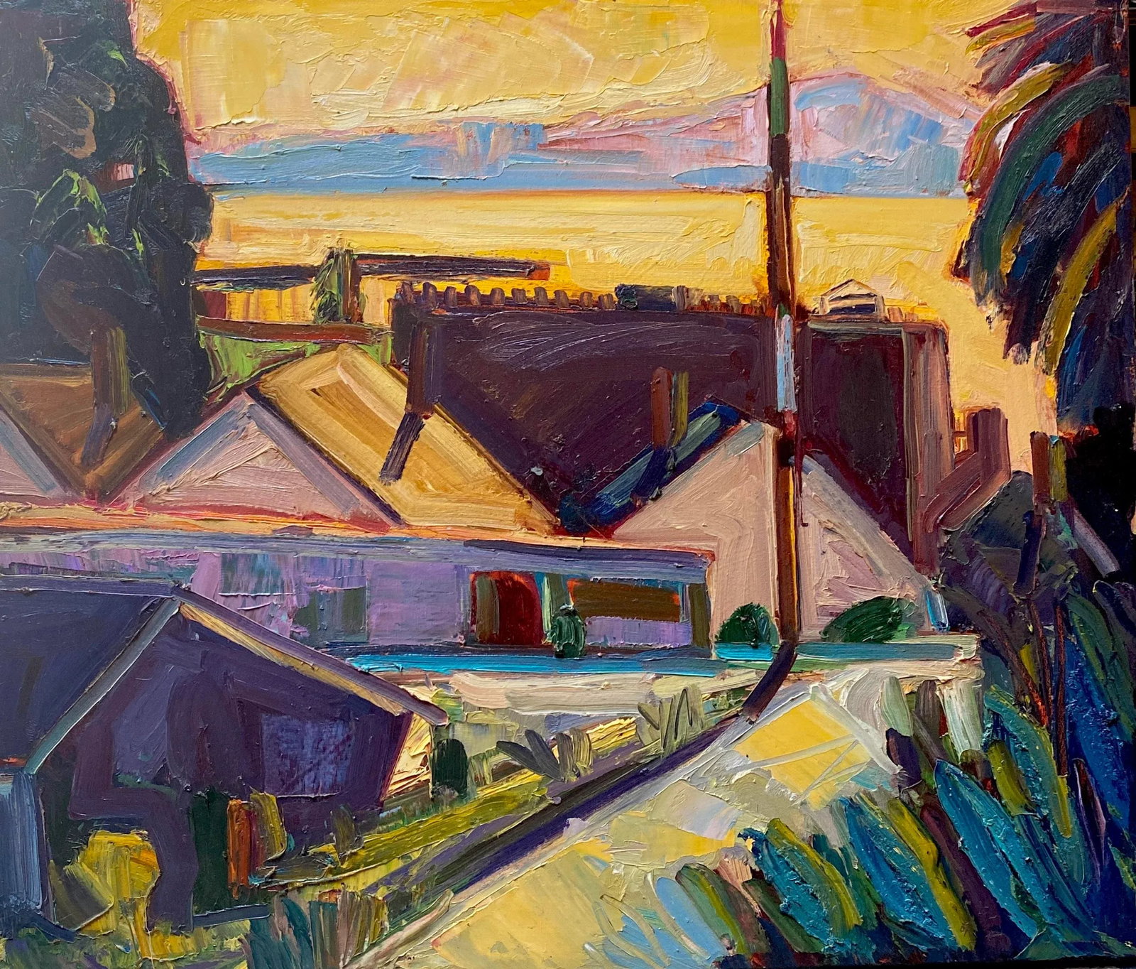 "Winehaven" Original Expressionist California Plein Air Oil Painting - 2