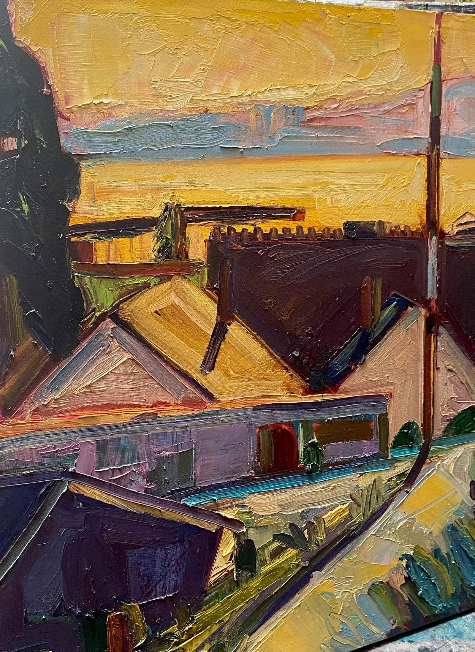 "Winehaven" Original Expressionist California Plein Air Oil Painting - 4
