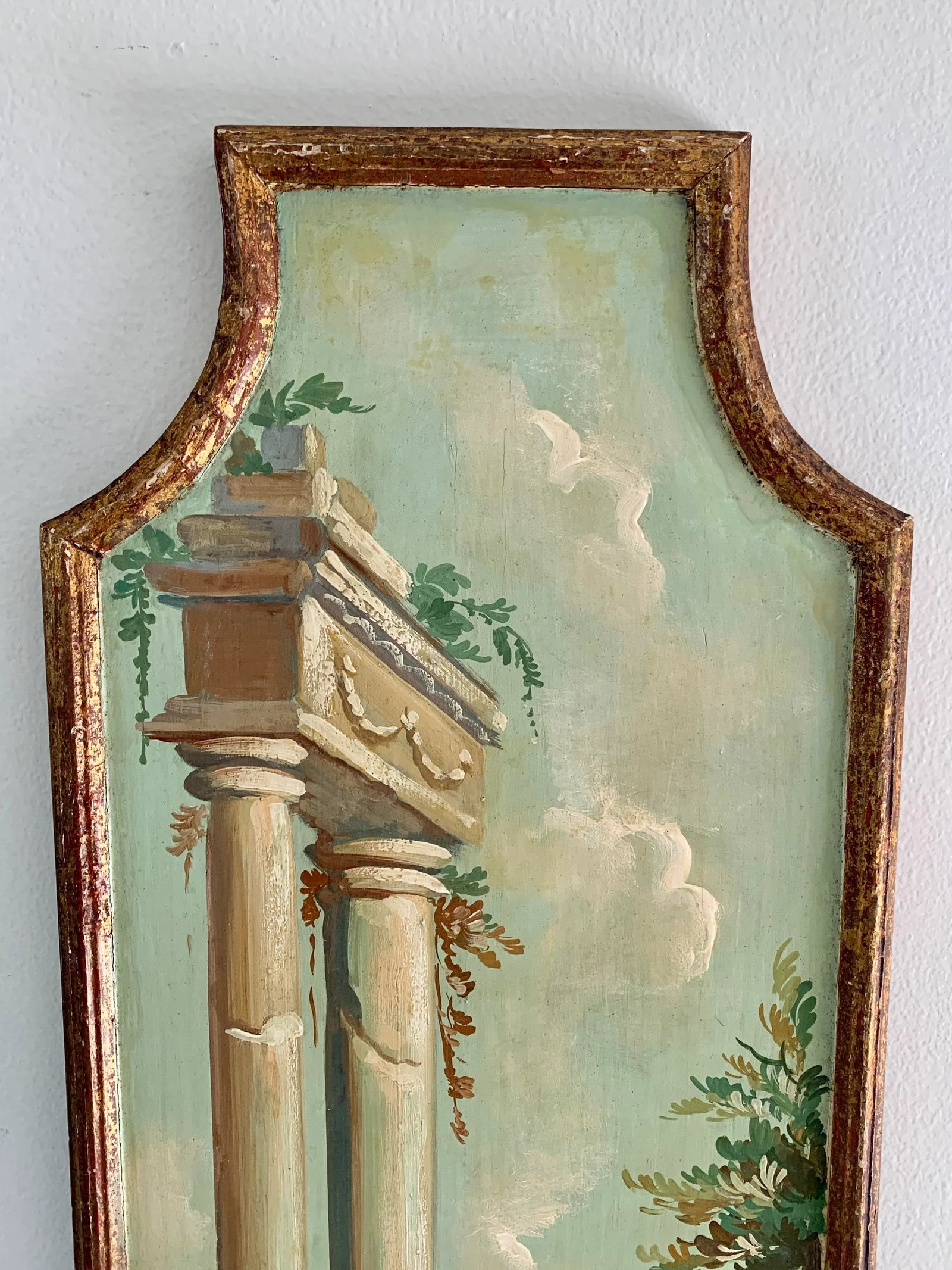 Antique Grand Tour Italian Capriccio Framed Oil on Board Paintings of a Landscape With Ruins, Pair - 4