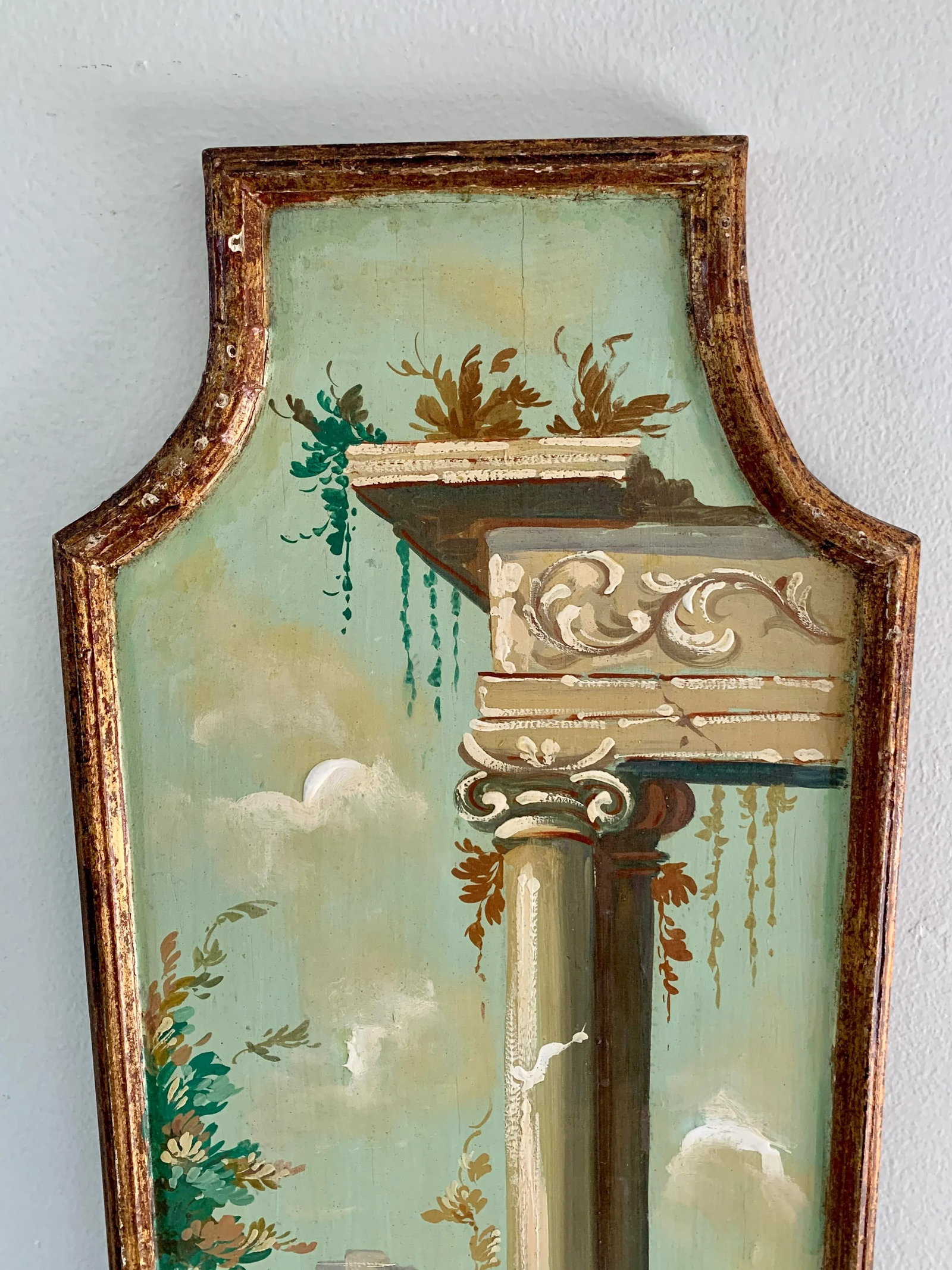 Antique Grand Tour Italian Capriccio Framed Oil on Board Paintings of a Landscape With Ruins, Pair - 8
