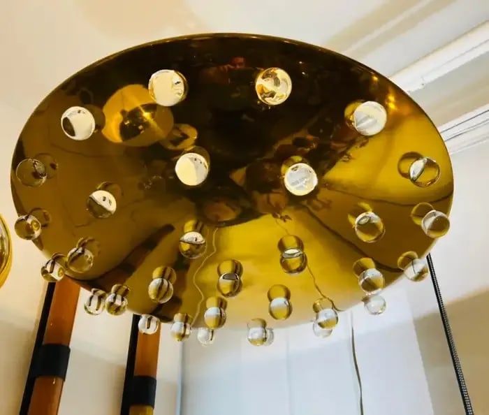 Grand French 1960s Crystal Flush Ceiling Light, Midcentury - 2