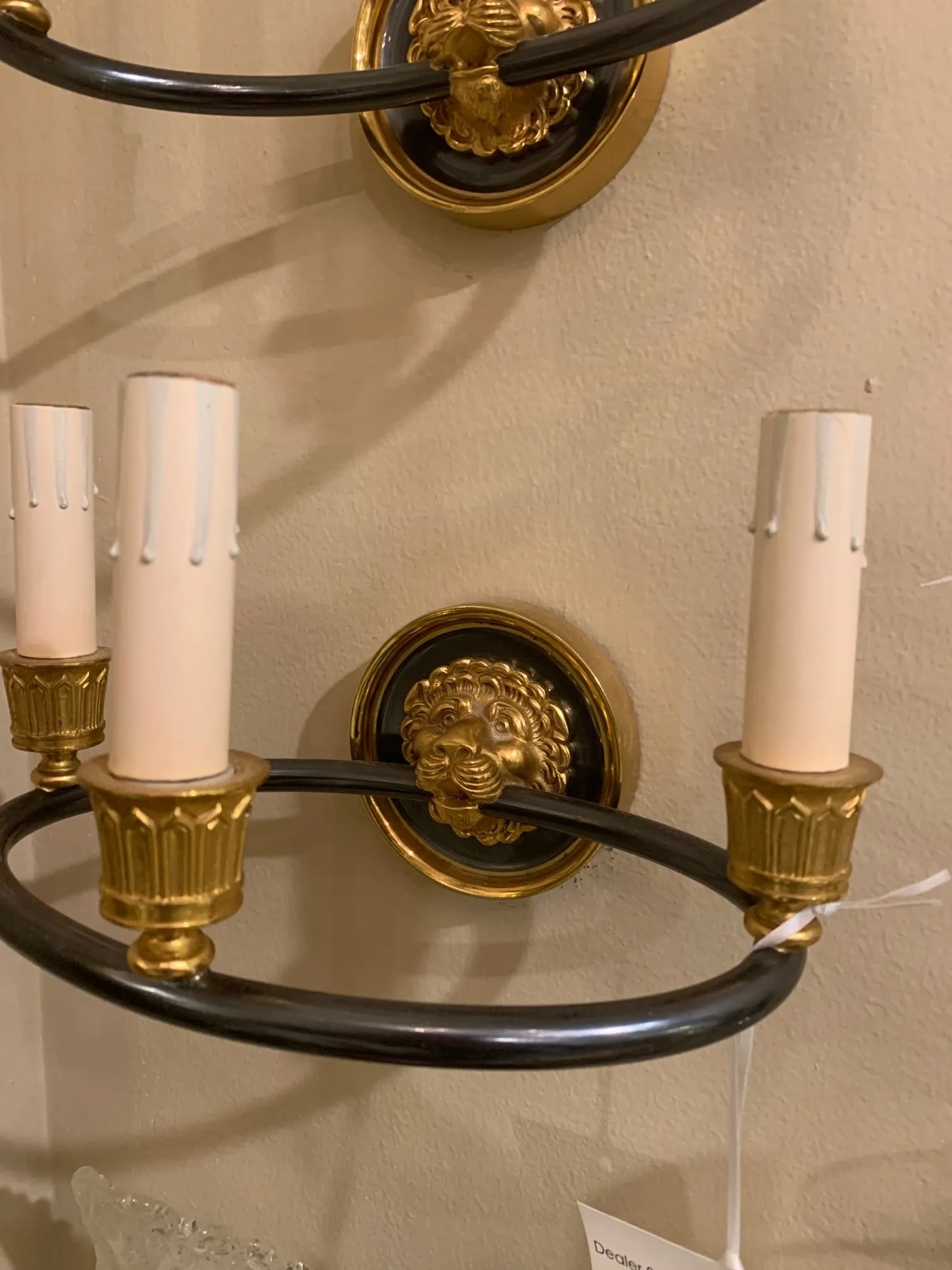 1960s Vintage Maison Bagues French Empire Style Lion Dore Wall Sconces - A Pair - 12