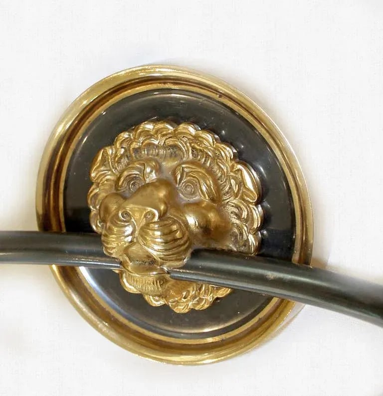 1960s Vintage Maison Bagues French Empire Style Lion Dore Wall Sconces - A Pair - 5